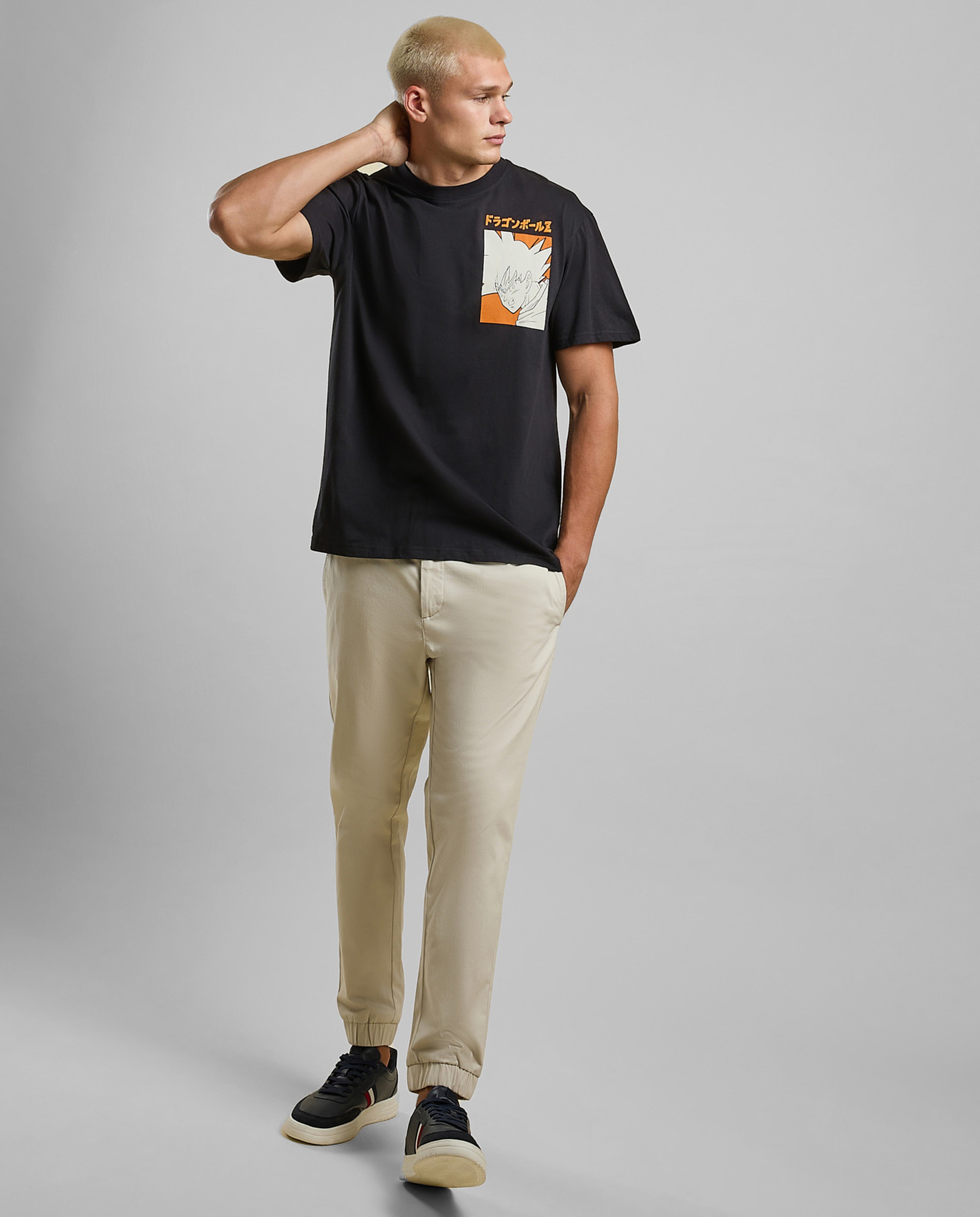 Back Print T-Shirt with Crew Neck and Short Sleeves