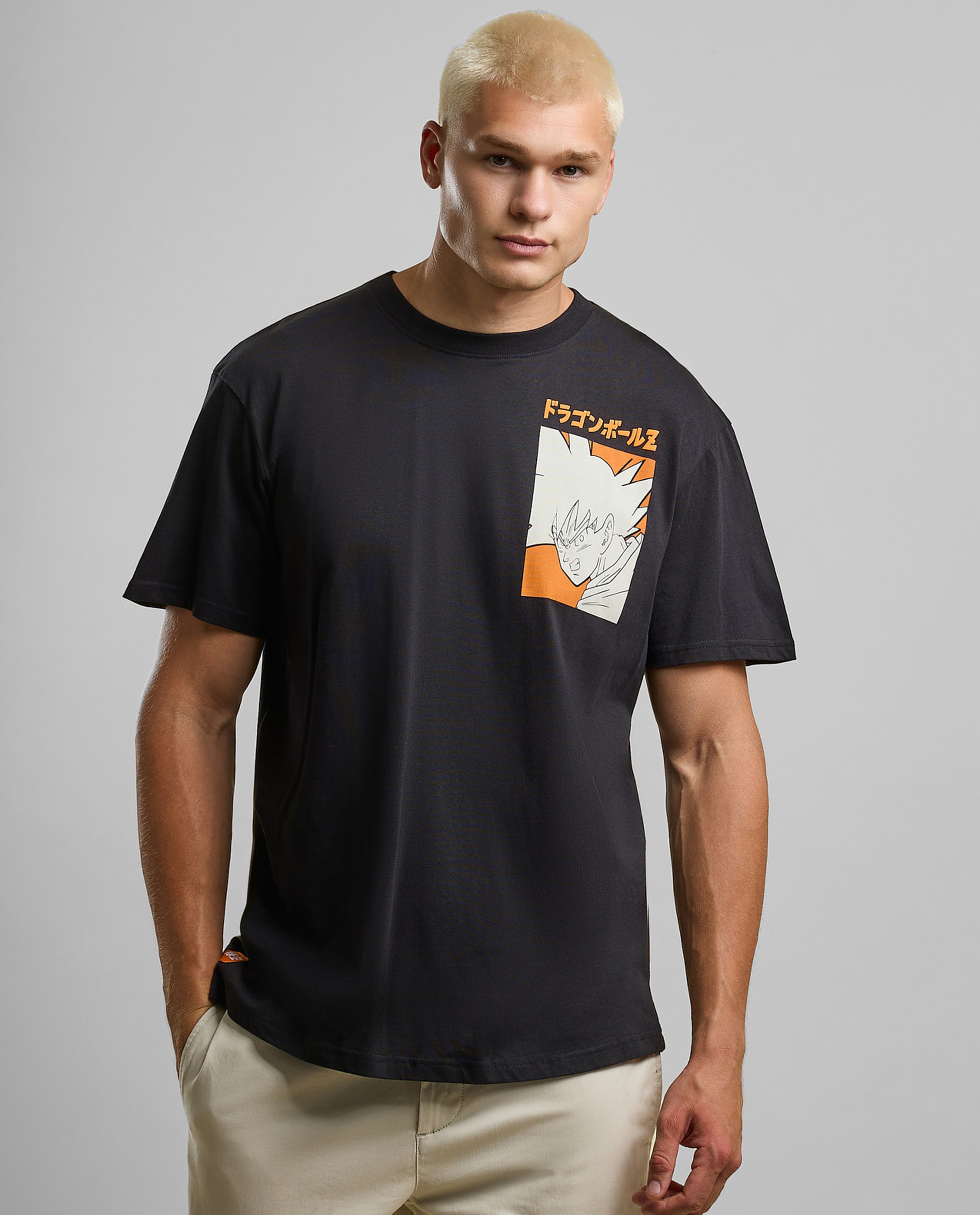 Back Print T-Shirt with Crew Neck and Short Sleeves