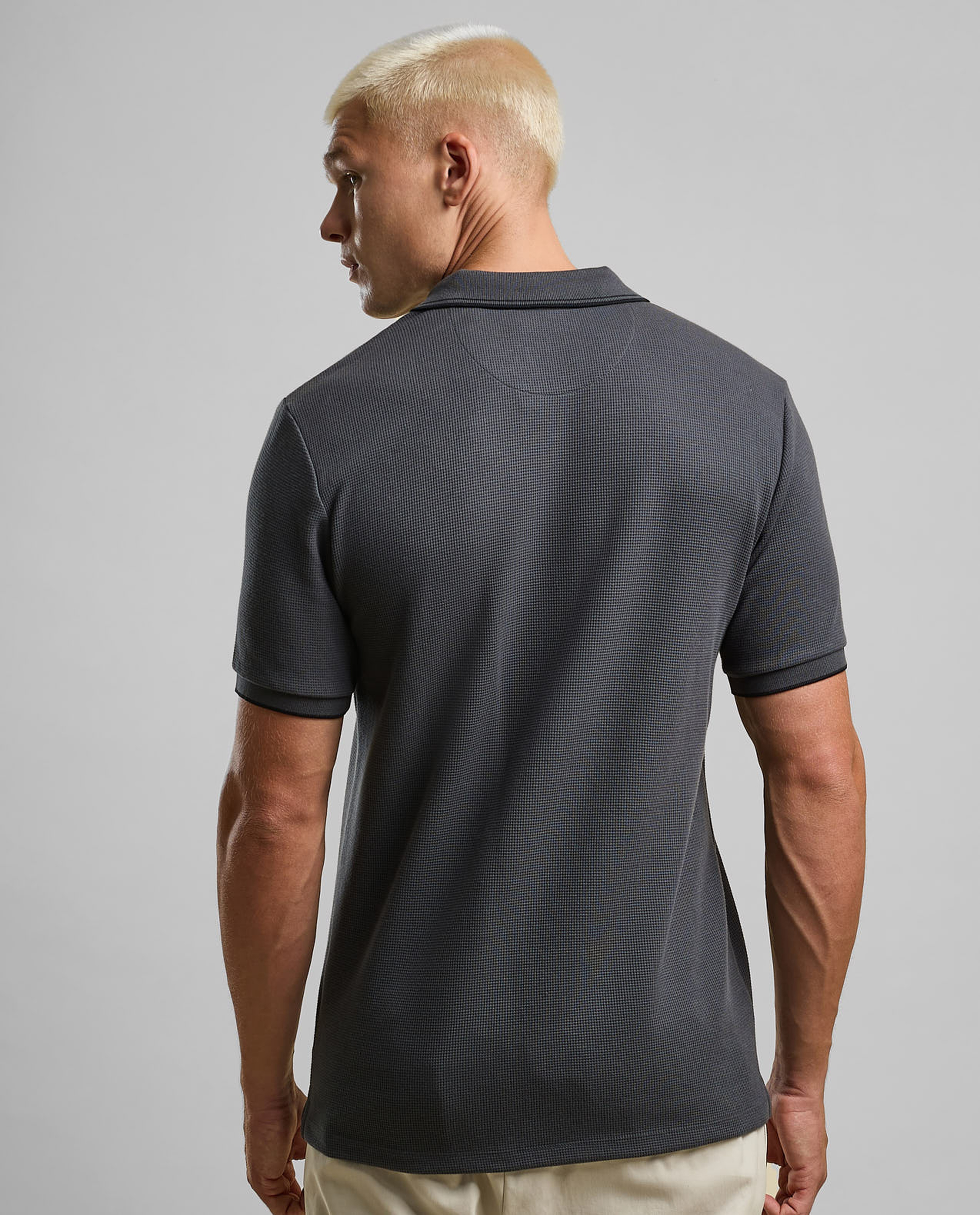 Textured Polo T-Shirt with Short Sleeves