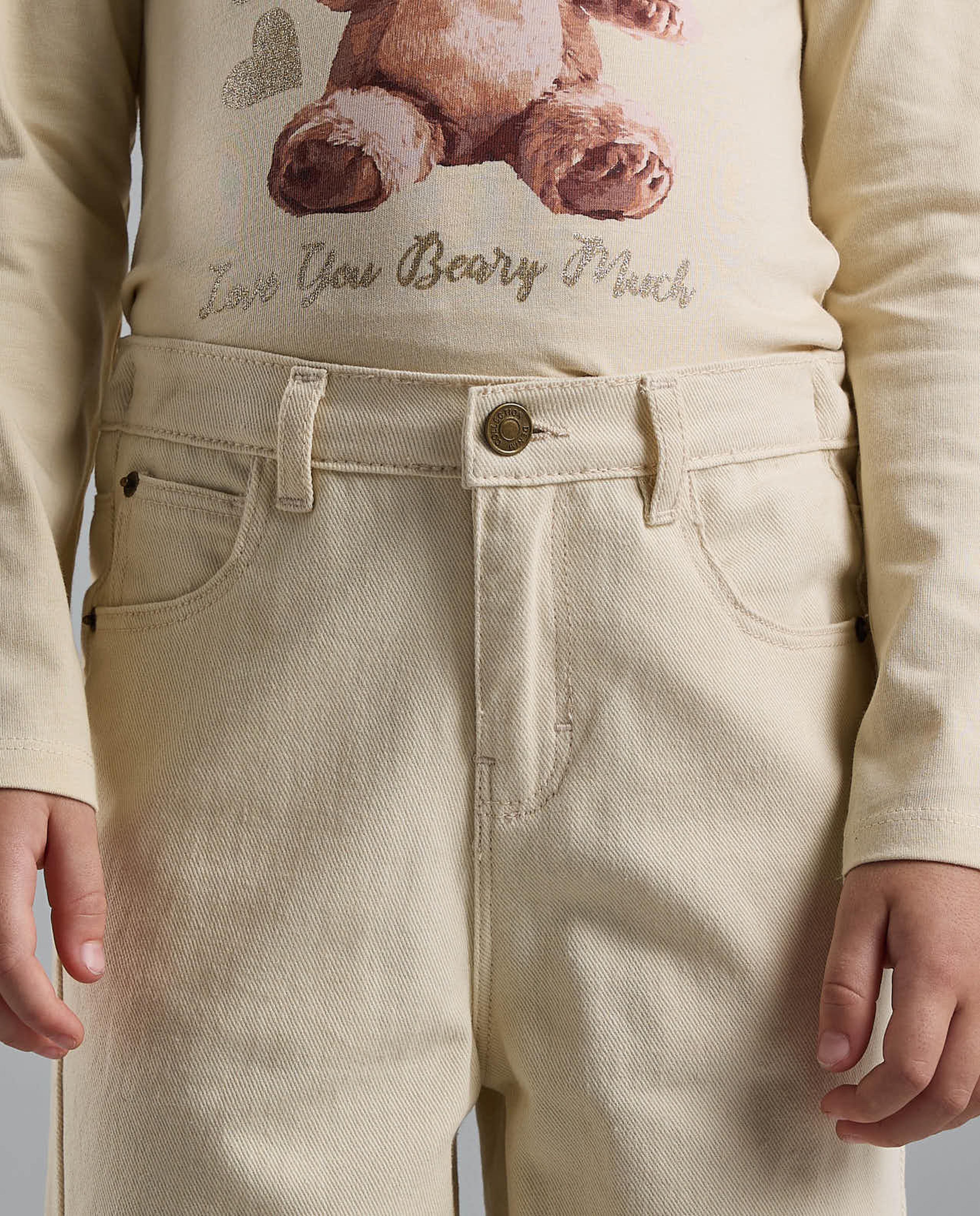 Openwork Straight Fit Pants with Button Closure