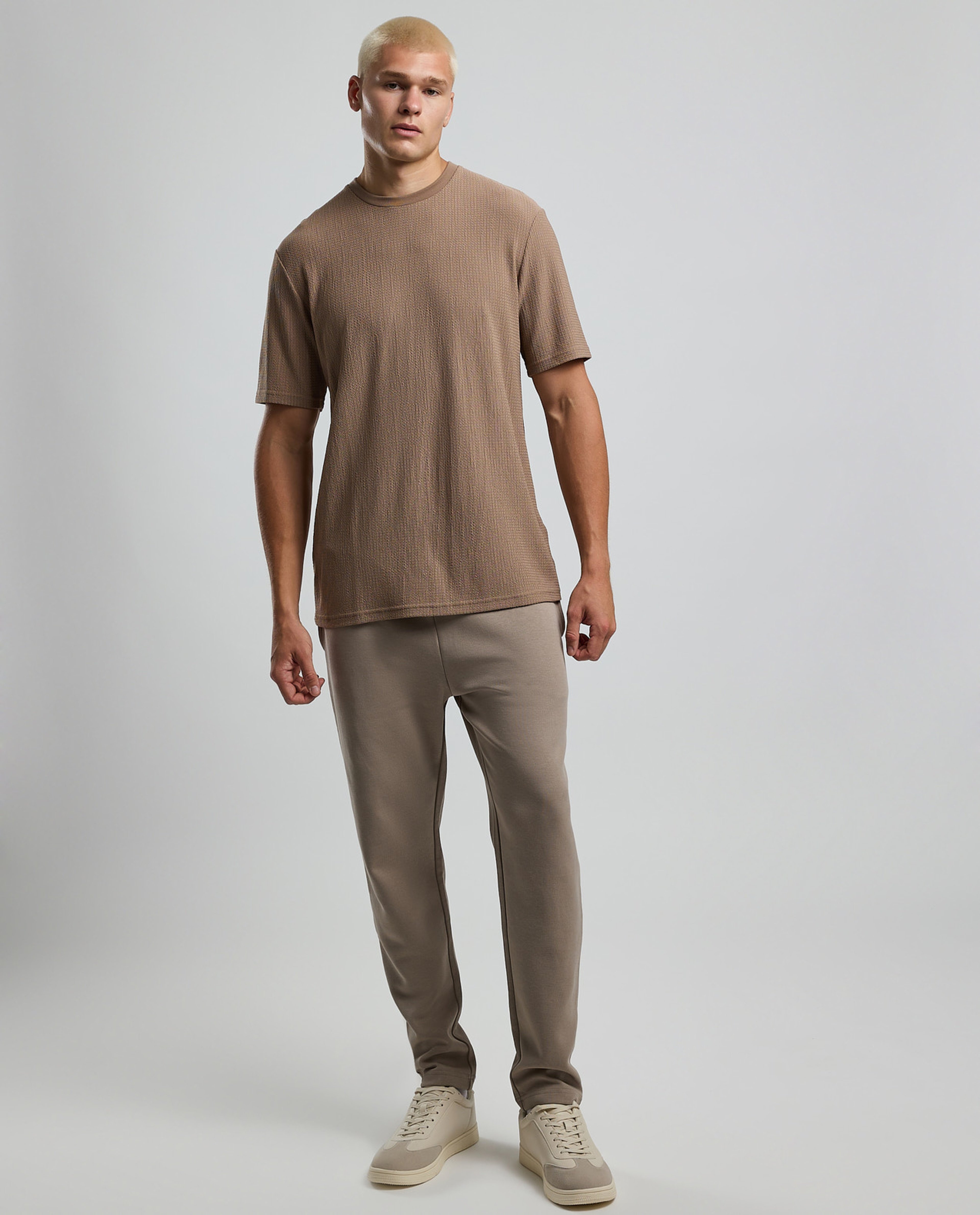 Textured T-Shirt with Crew Neck and Short Sleeves