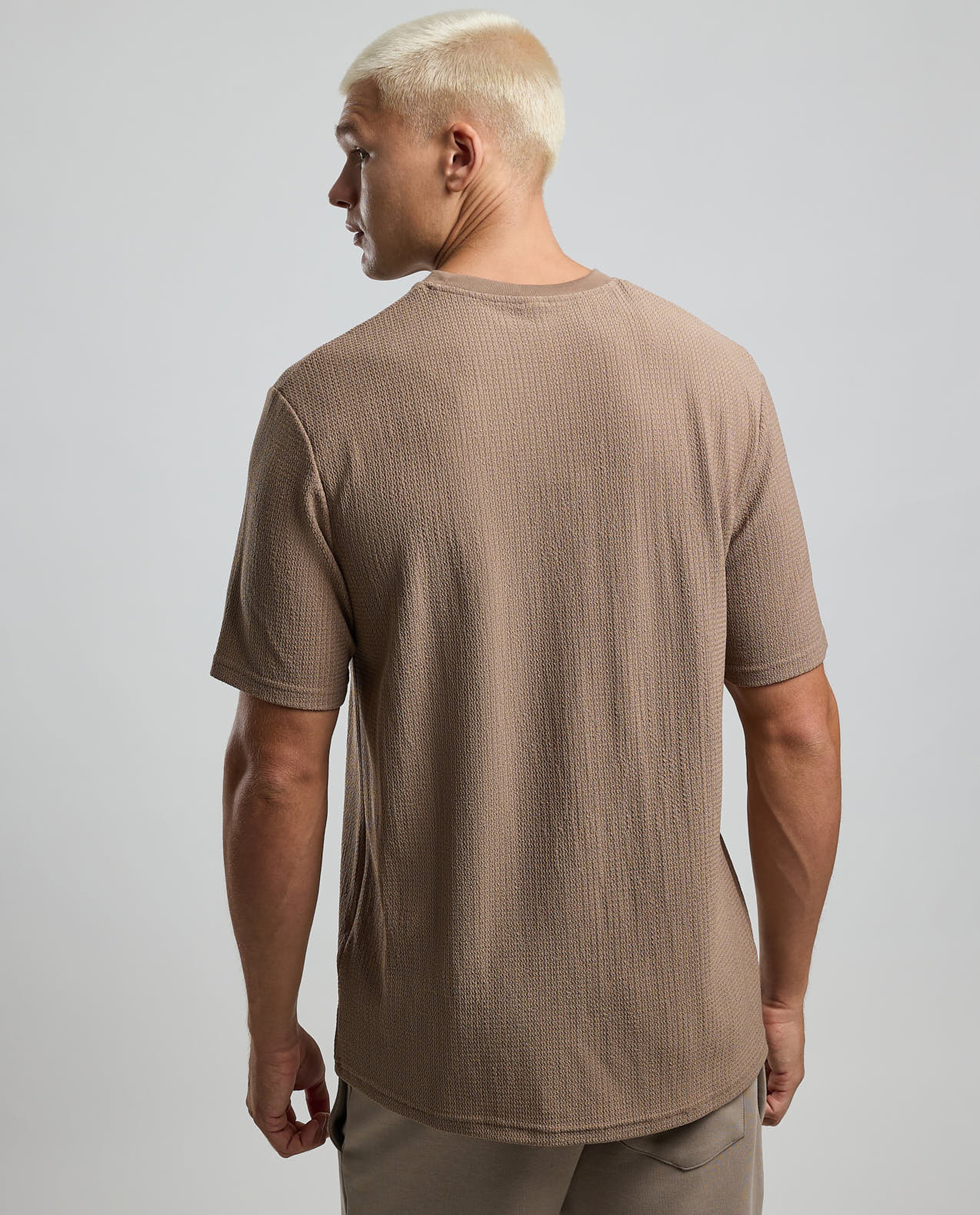 Textured T-Shirt with Crew Neck and Short Sleeves