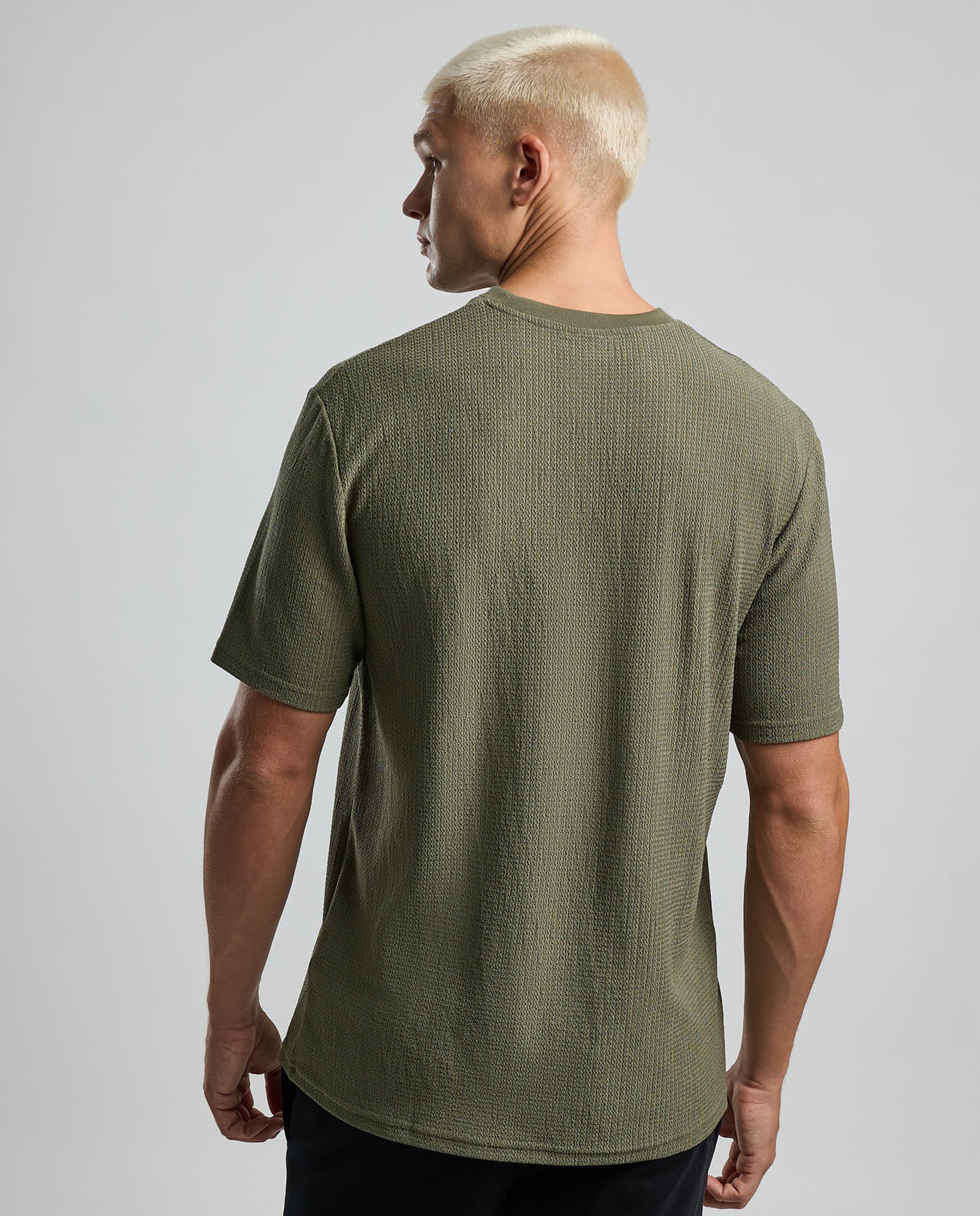 Textured T-Shirt with Crew Neck and Short Sleeves