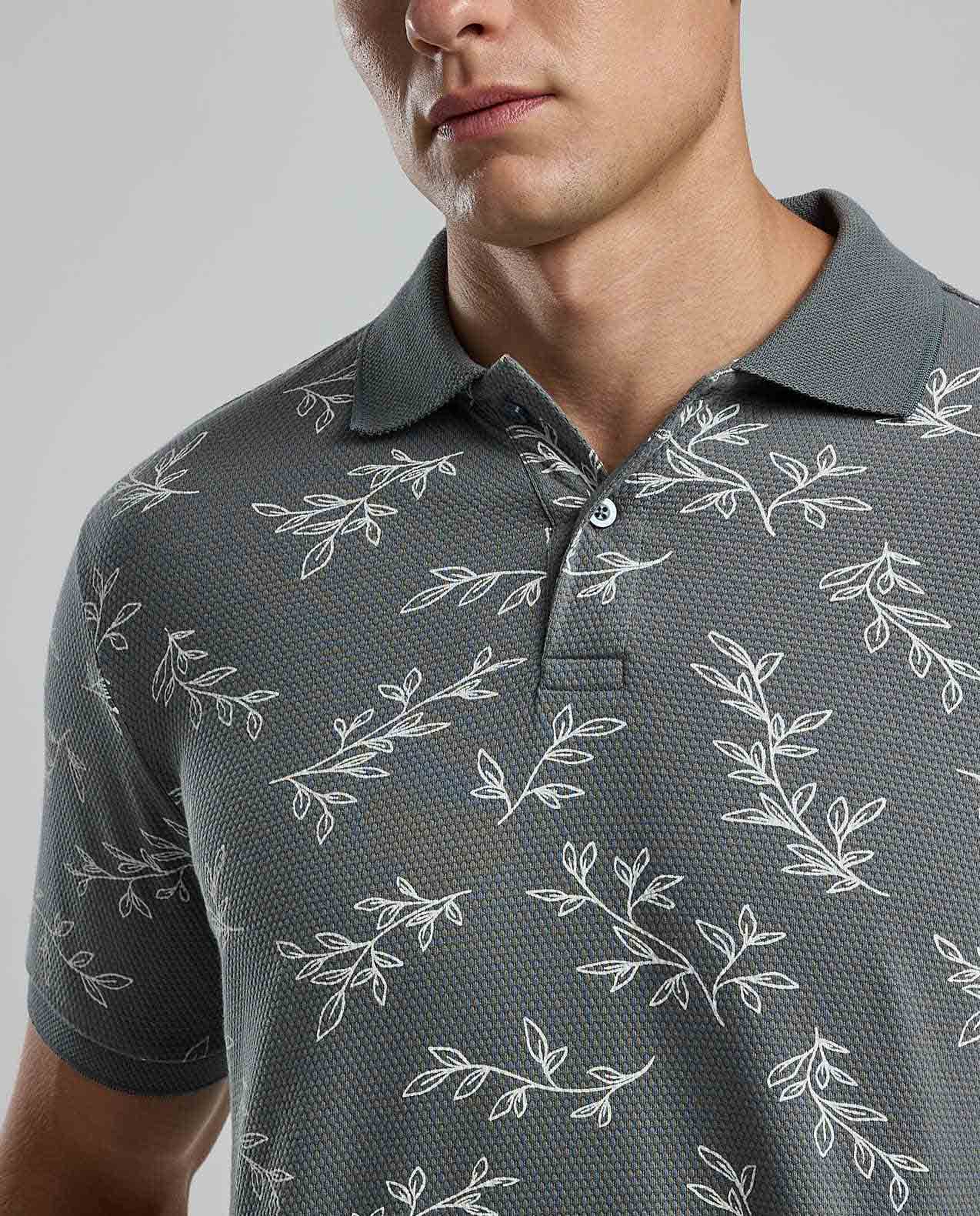 Printed Polo T-Shirt with Short Sleeves