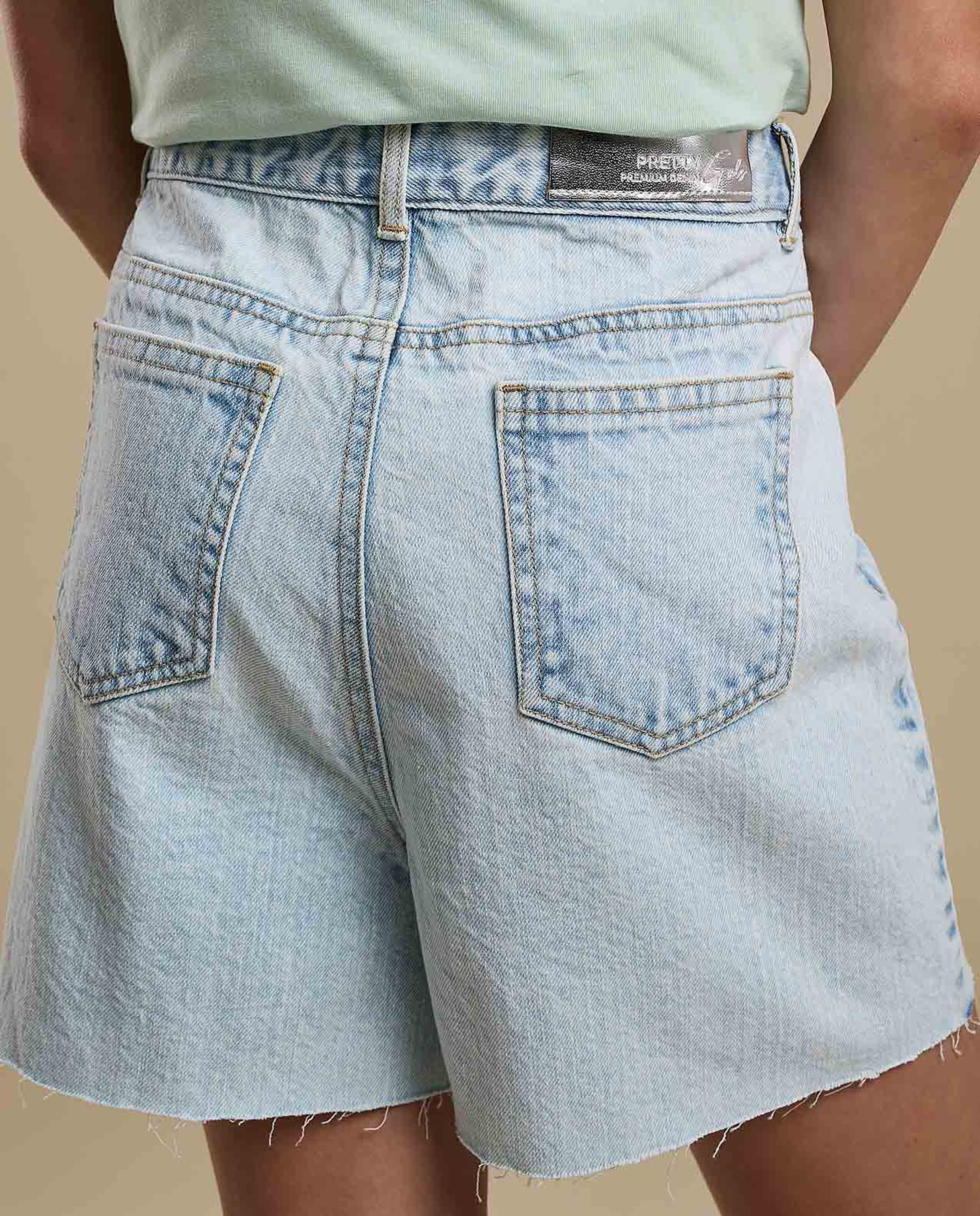 Faded Shorts with Button Closure