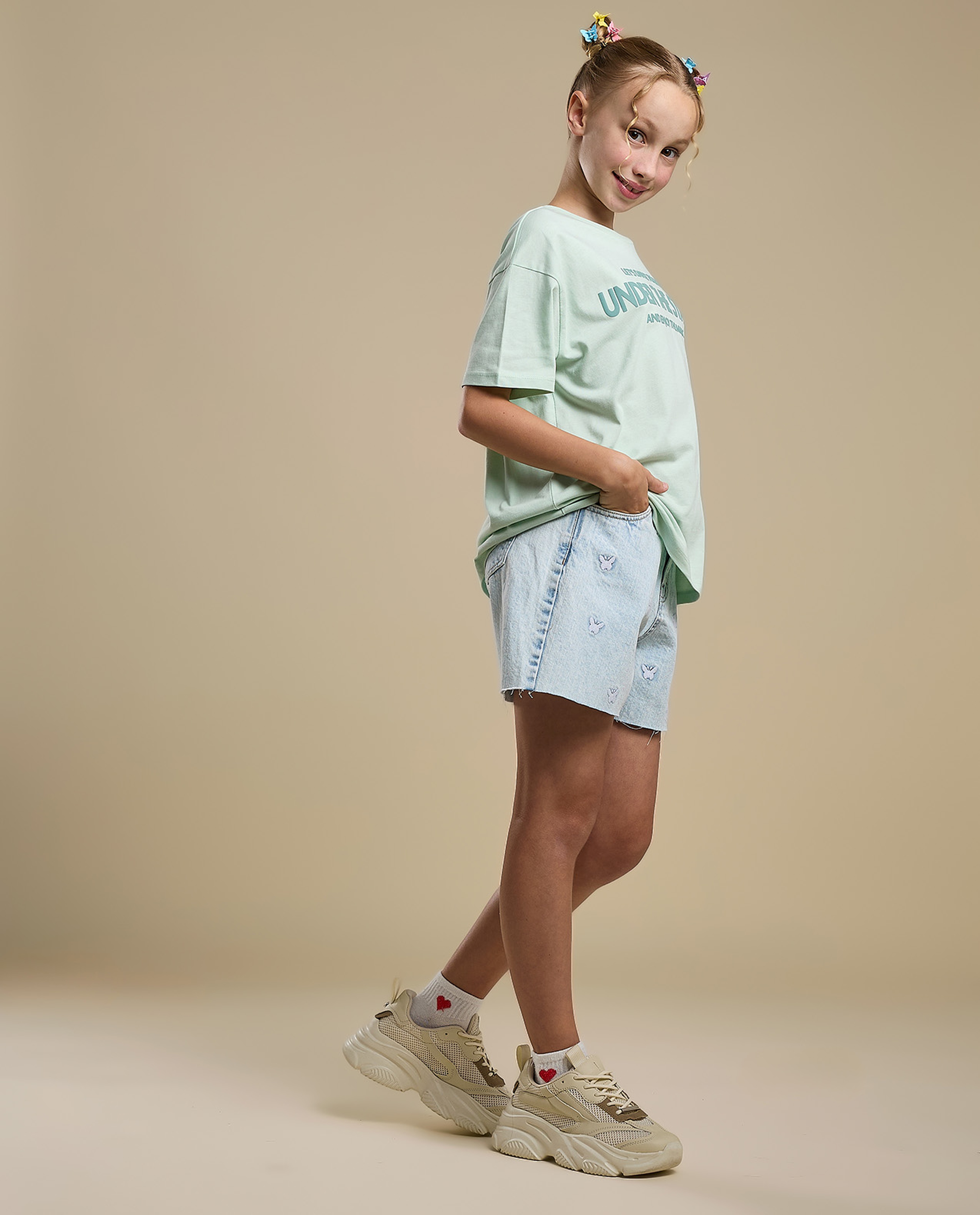 Faded Shorts with Button Closure