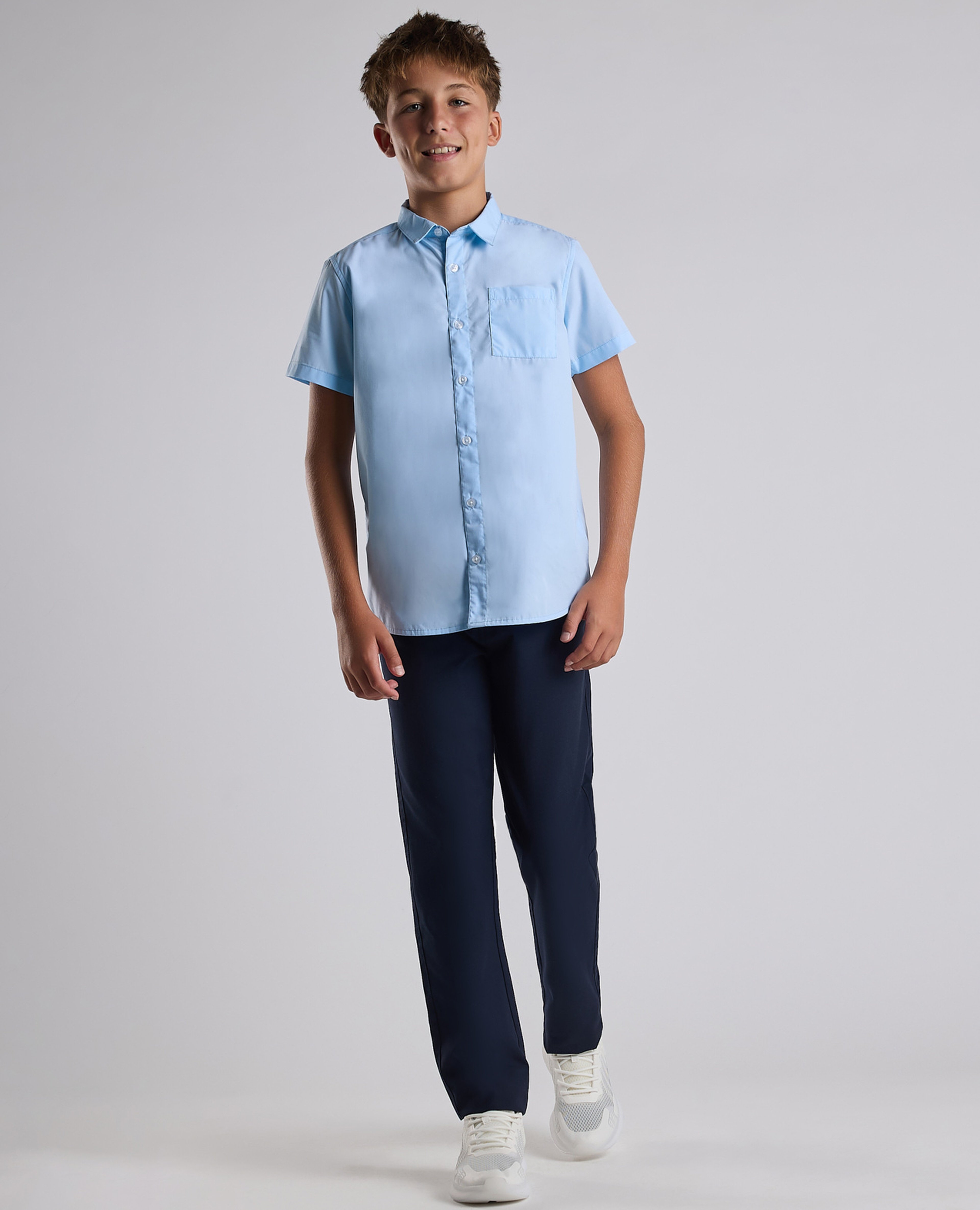 Solid Pants with Button Closure