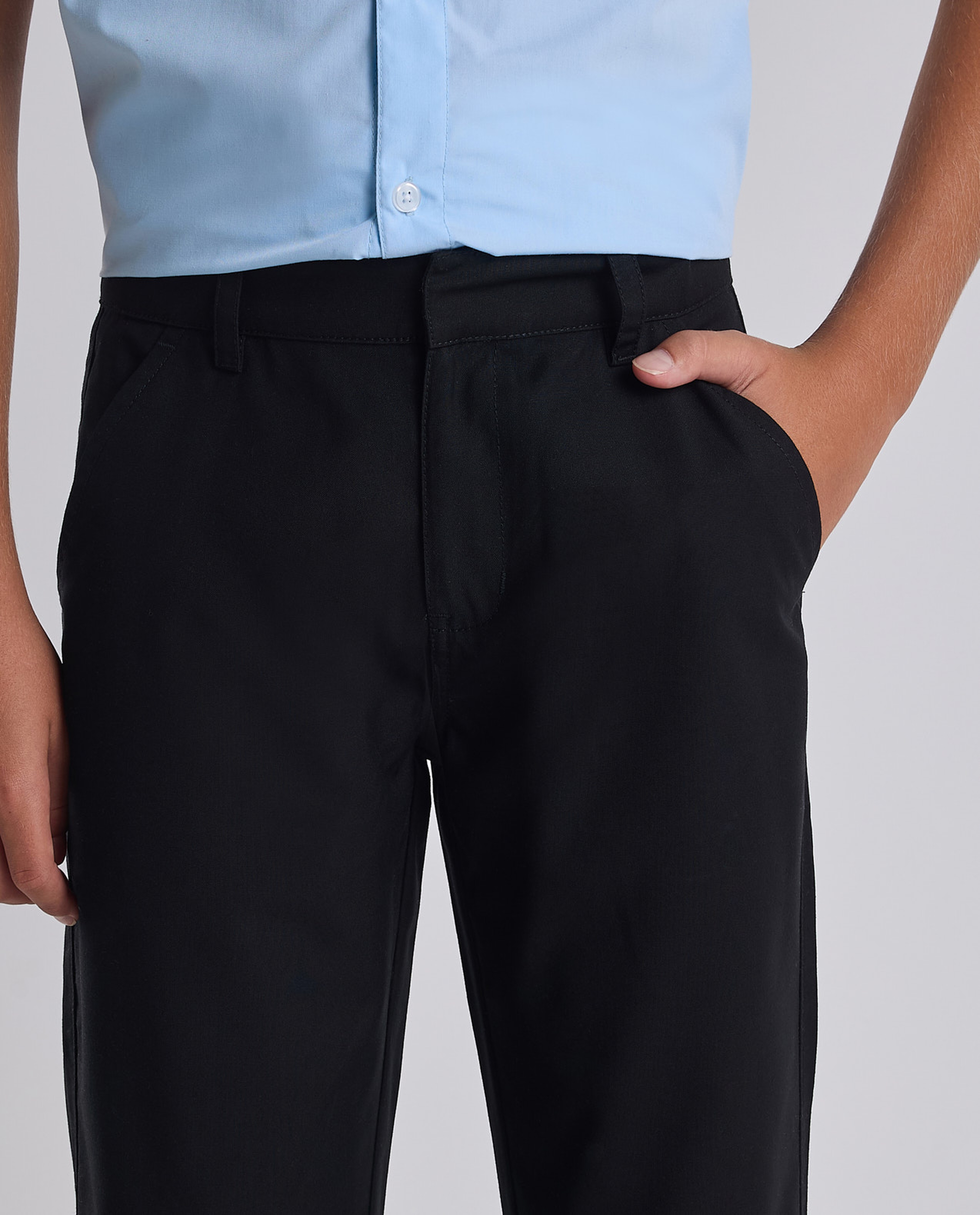 Solid Pants with Button Closure