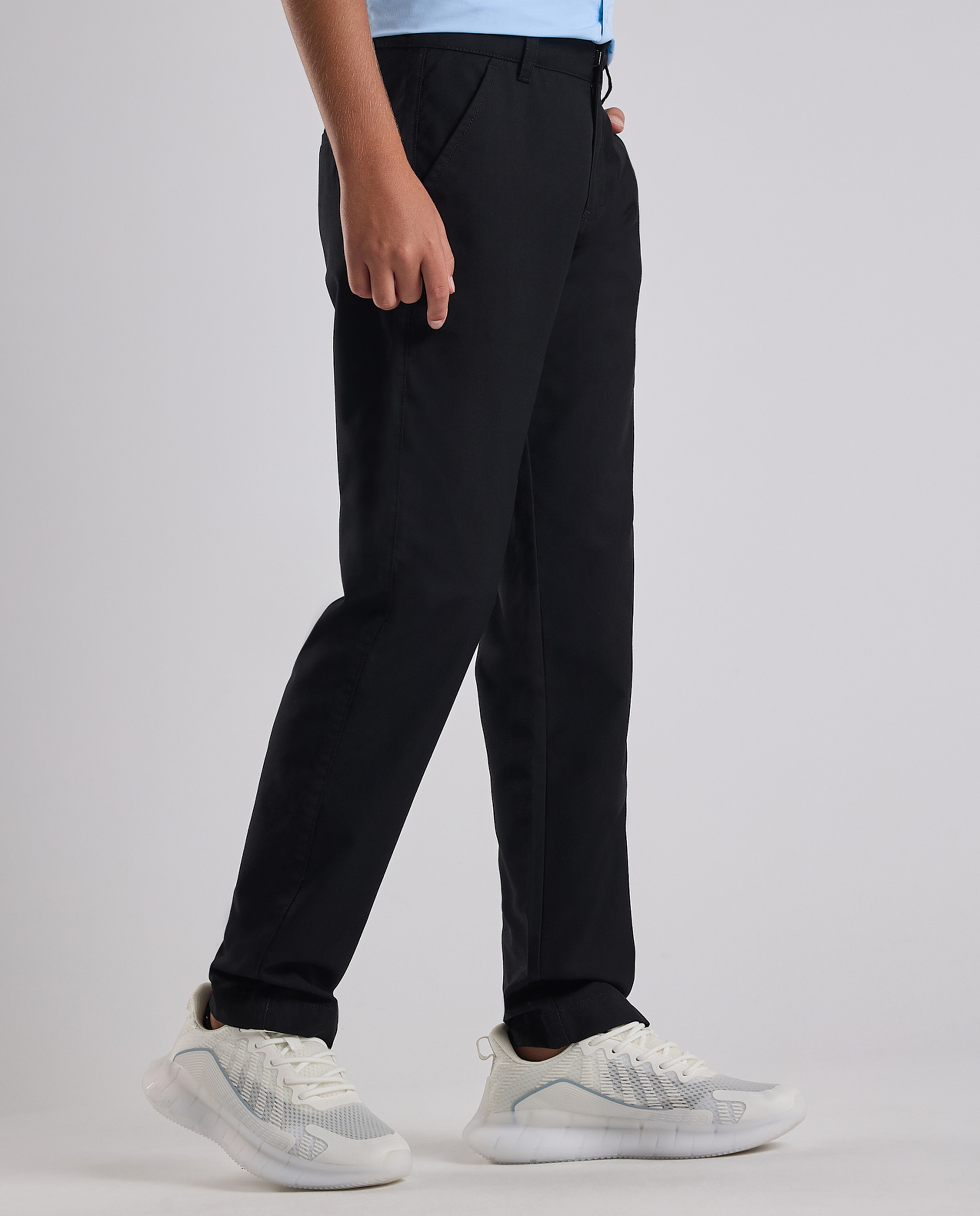 Solid Pants with Button Closure