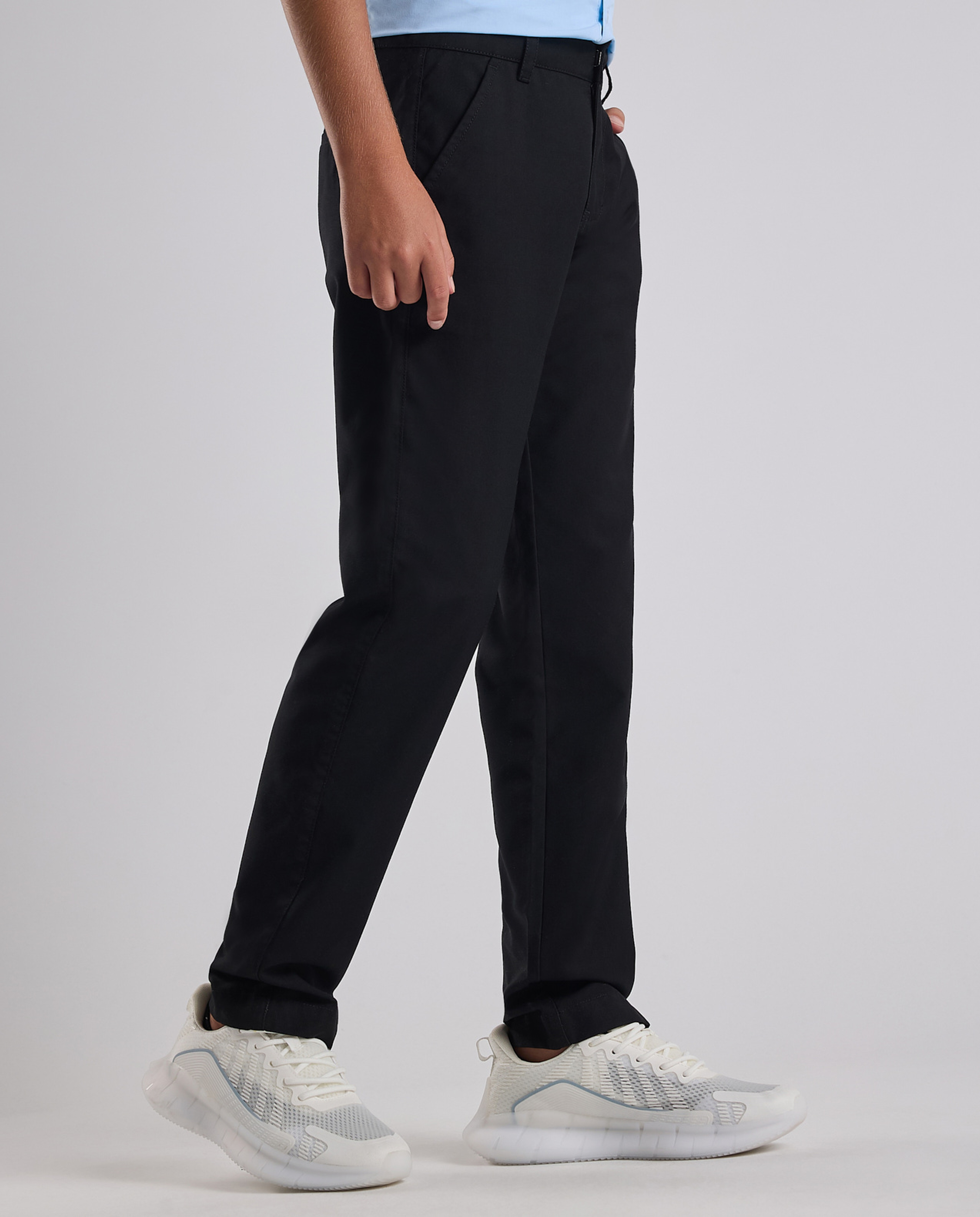 Solid Pants with Button Closure