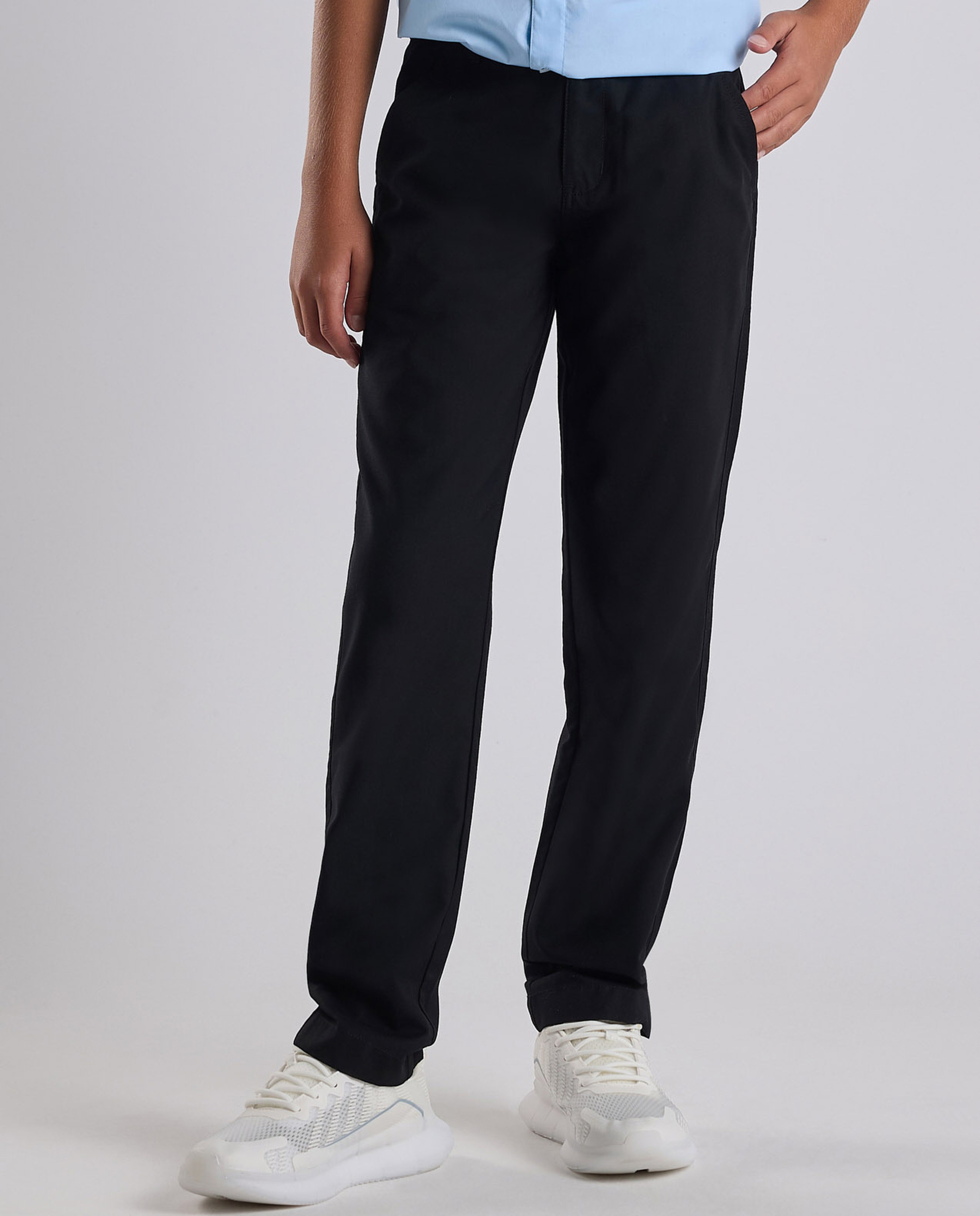 Solid Pants with Button Closure