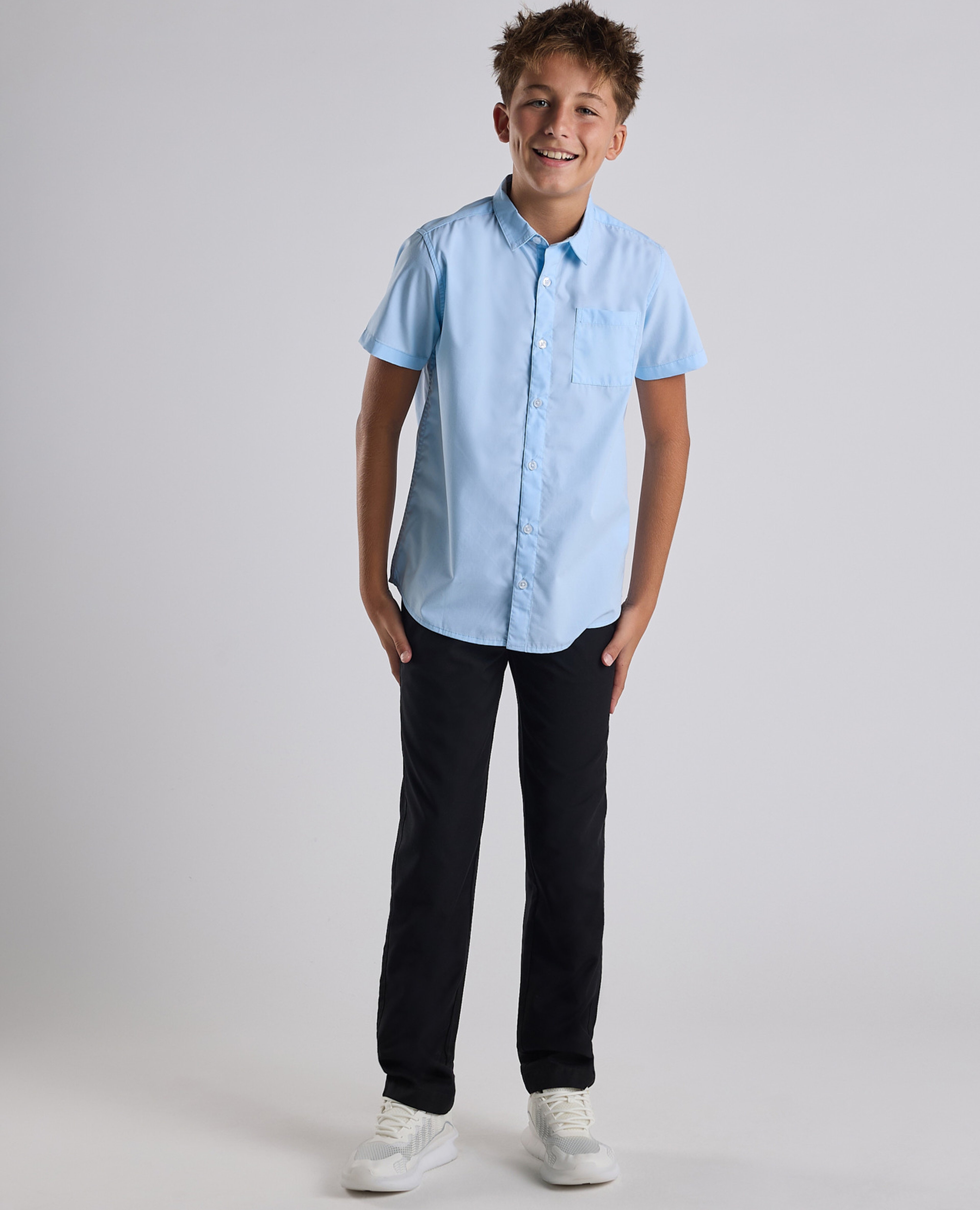 Solid Pants with Button Closure