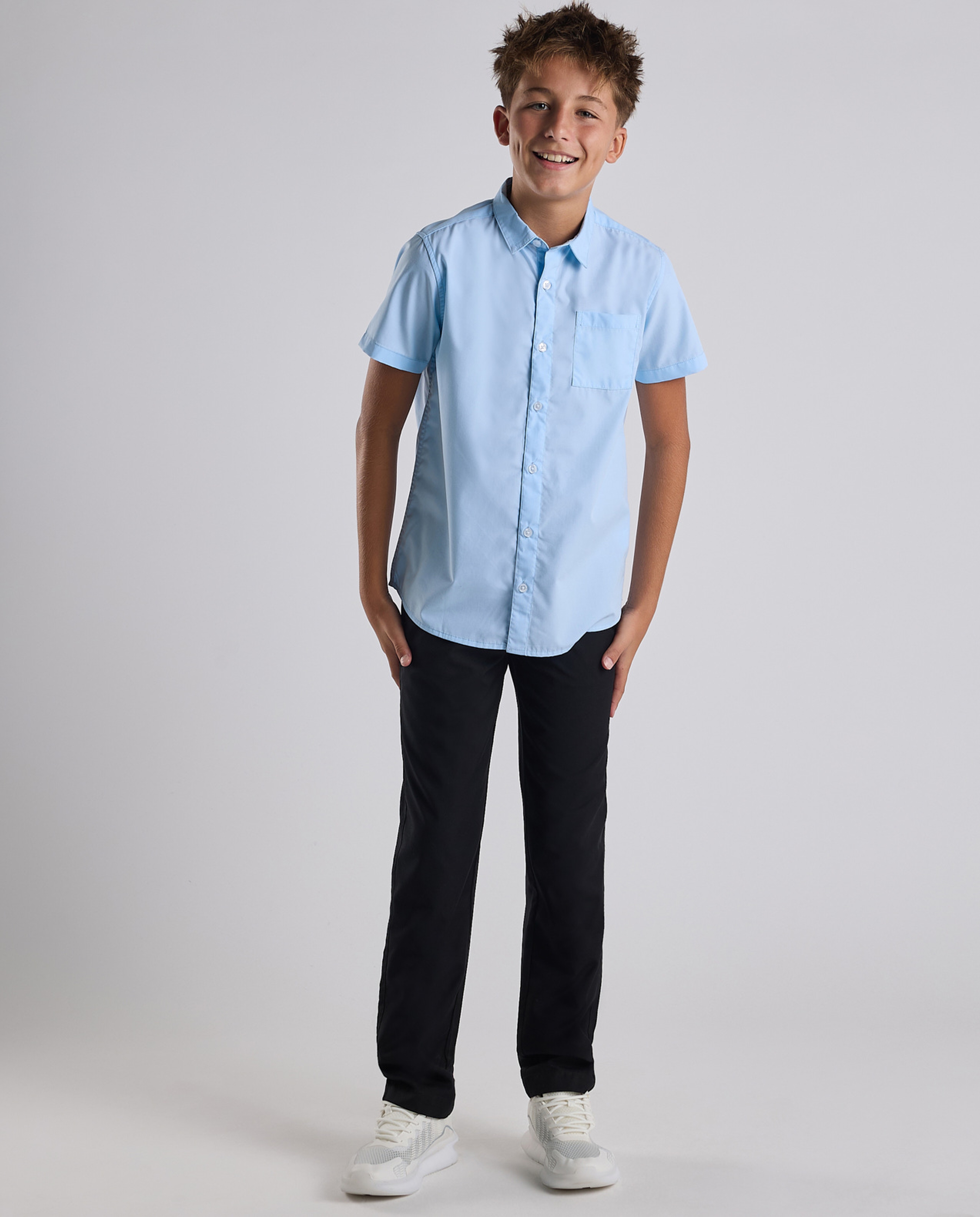 Solid Pants with Button Closure