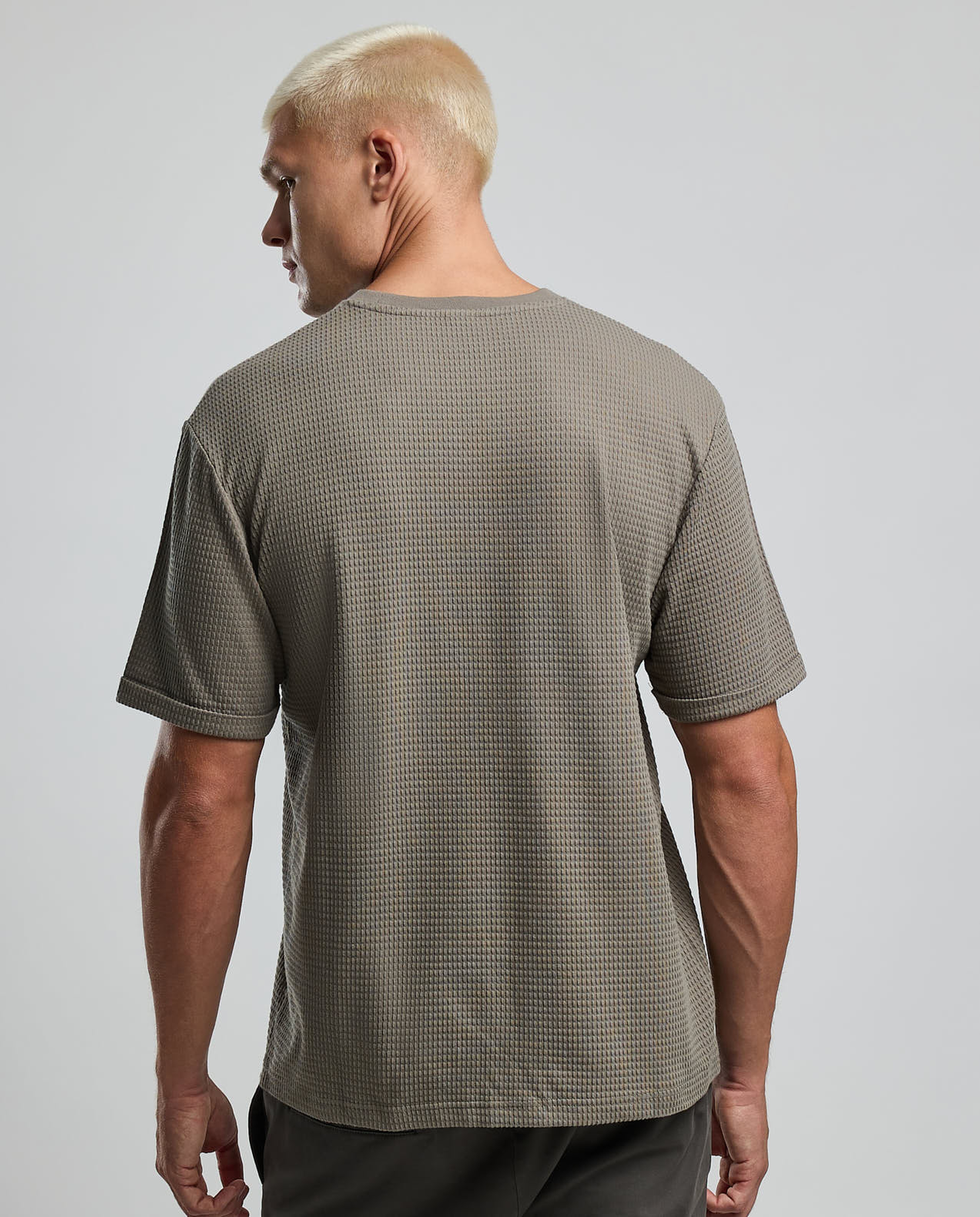 Textured T-Shirt with Crew Neck and Short Sleeves
