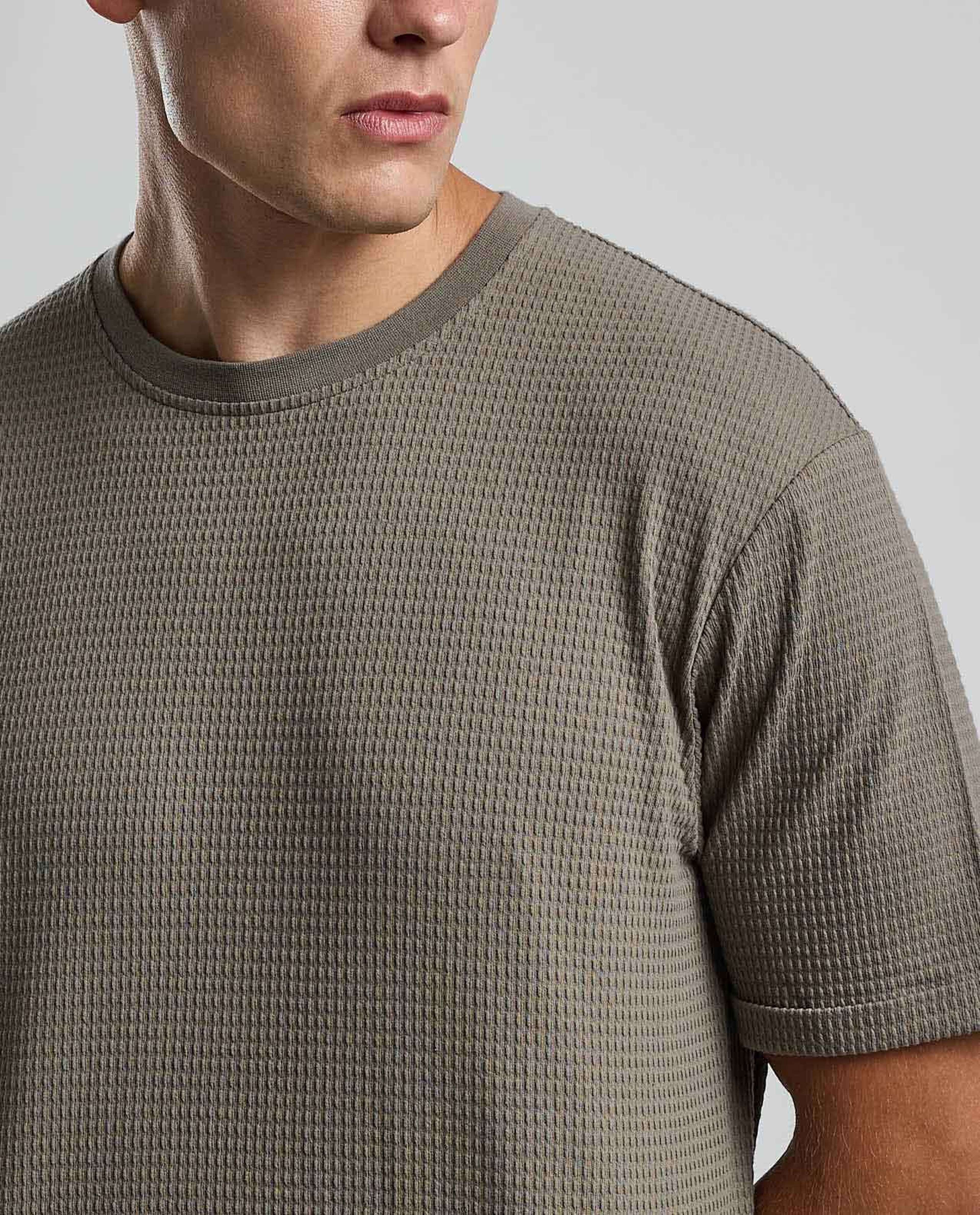 Textured T-Shirt with Crew Neck and Short Sleeves