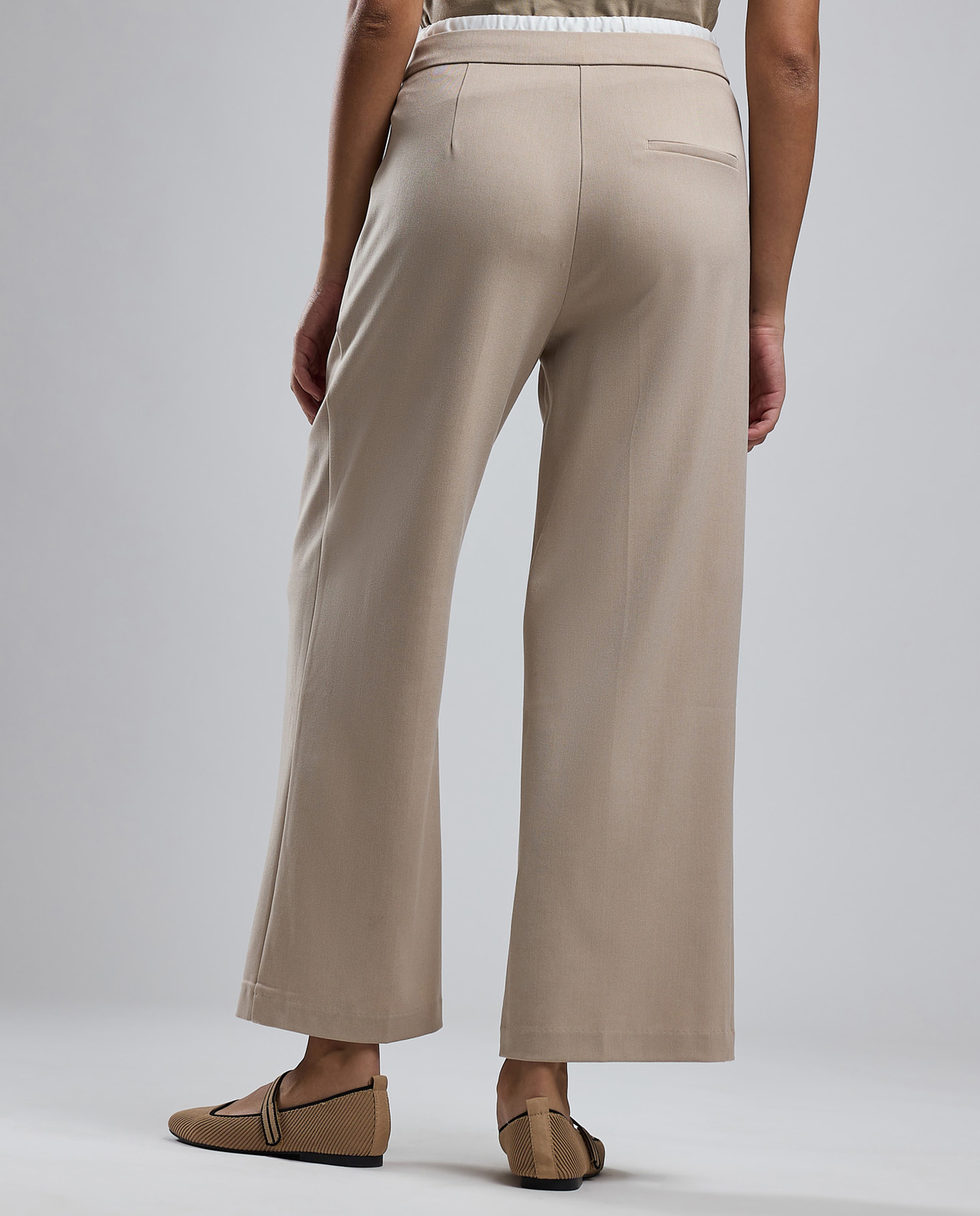 Solid Wide Leg Pants with Drawstring Waist