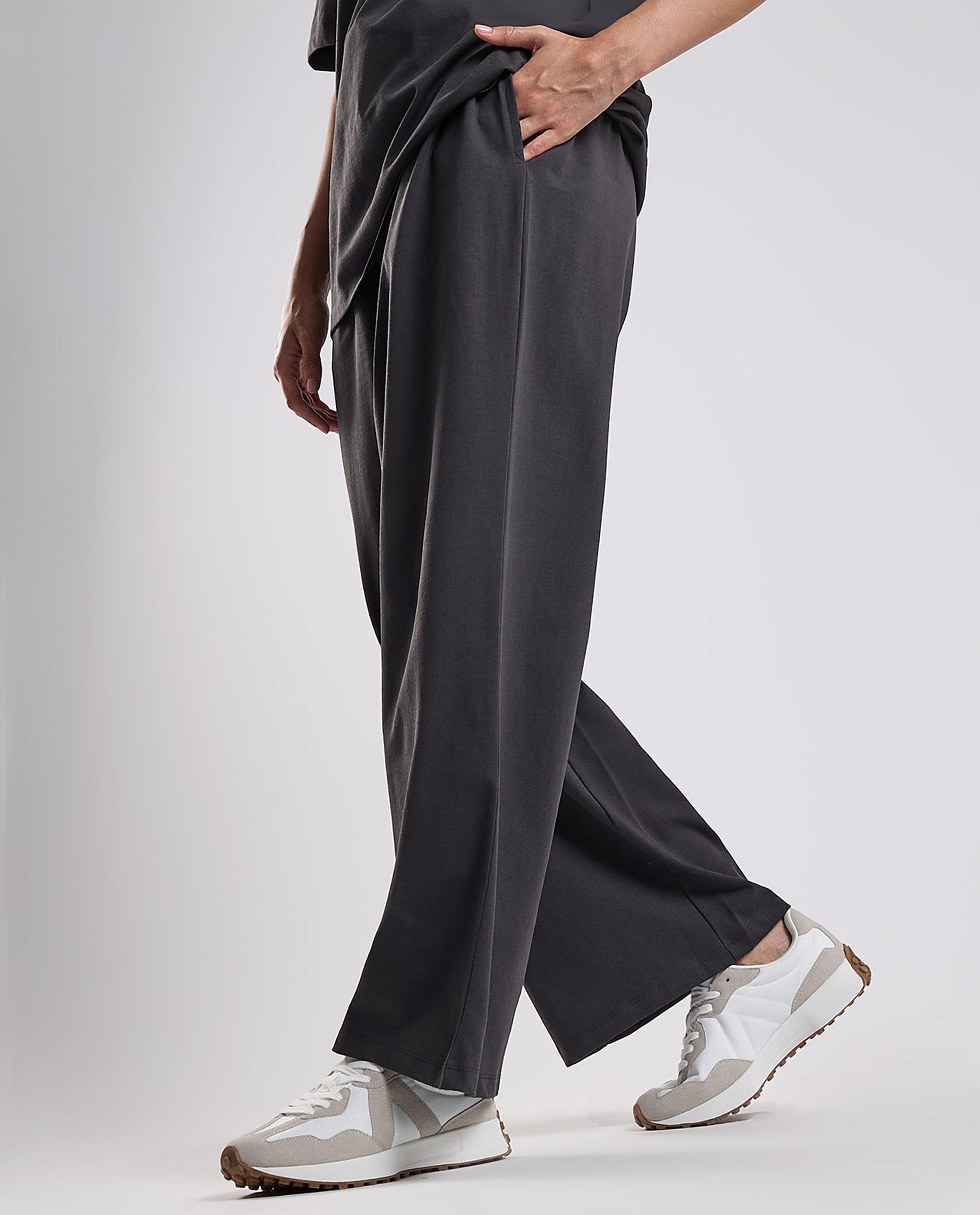 Solid Wide Leg Pants with Drawstring Waist