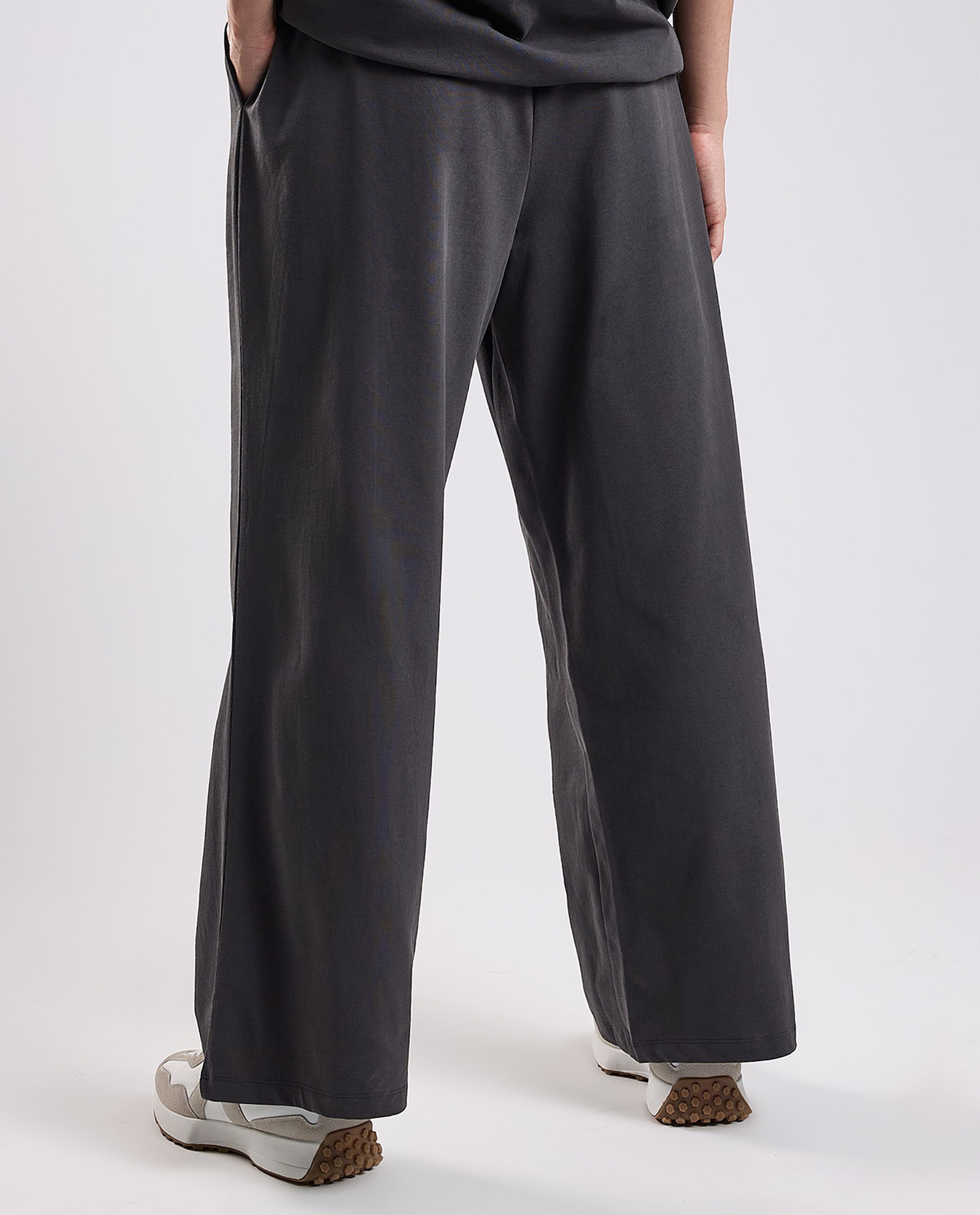 Solid Wide Leg Pants with Drawstring Waist