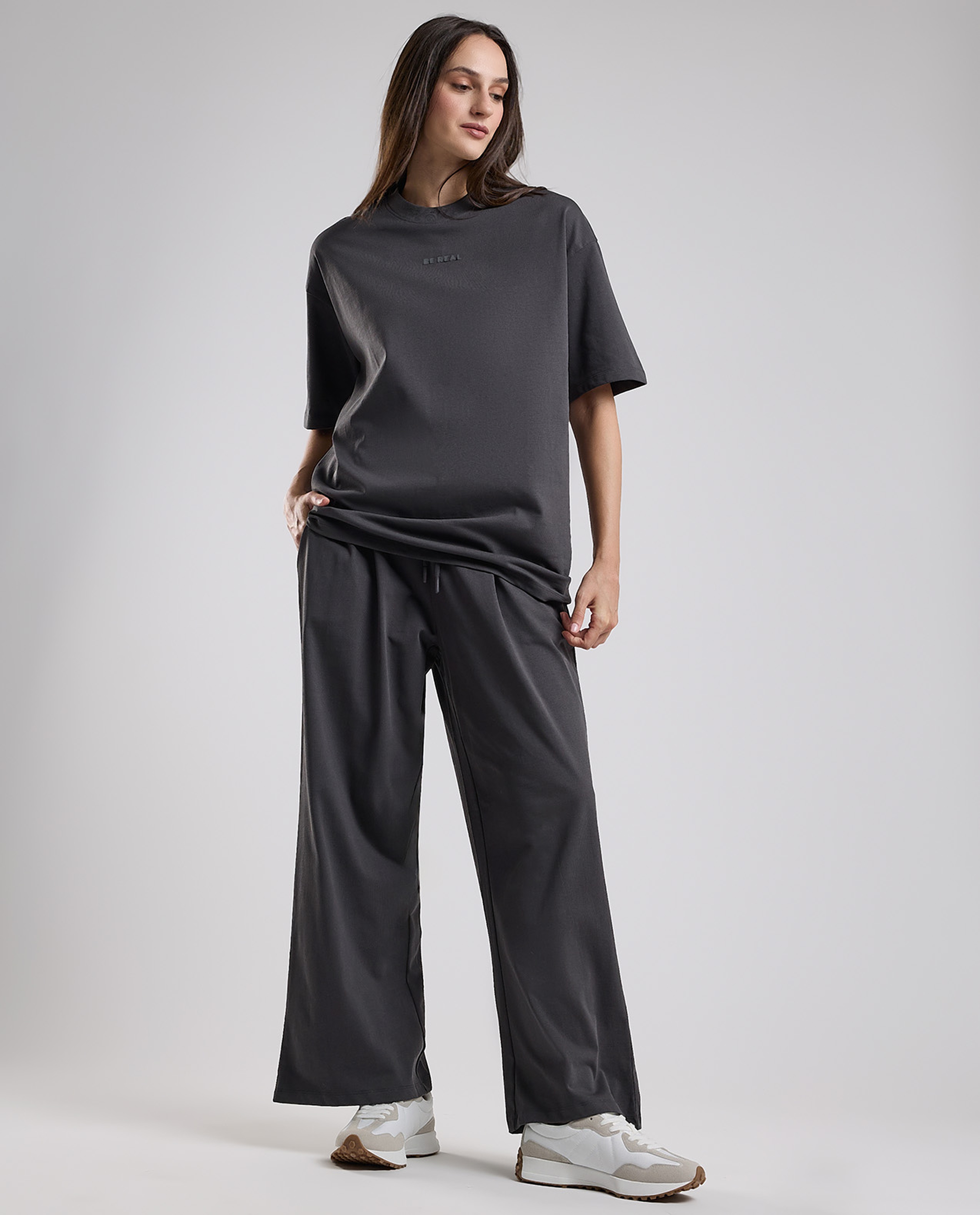 Solid Wide Leg Pants with Drawstring Waist