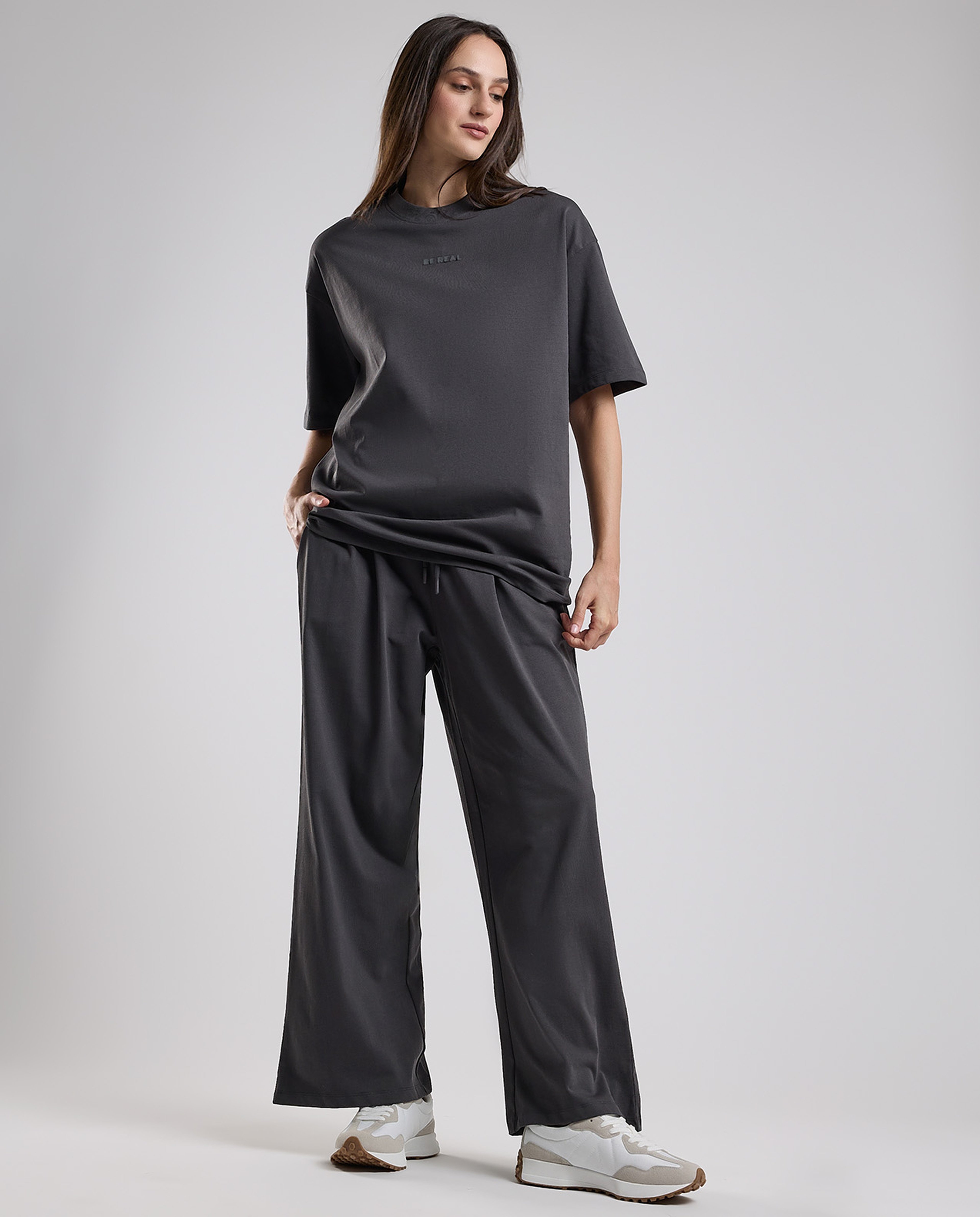 Solid Wide Leg Pants with Drawstring Waist