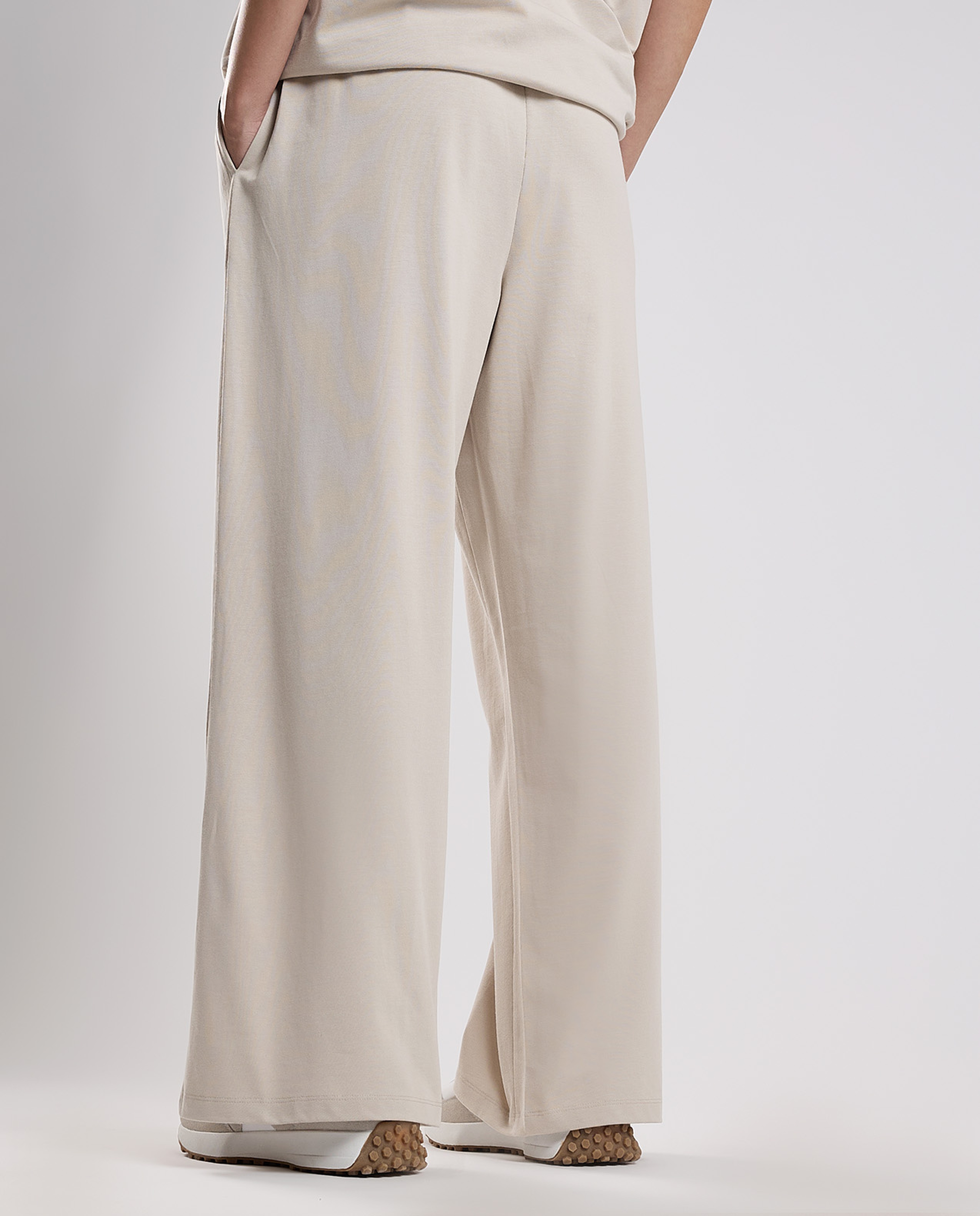 Solid Wide Leg Pants with Drawstring Waist