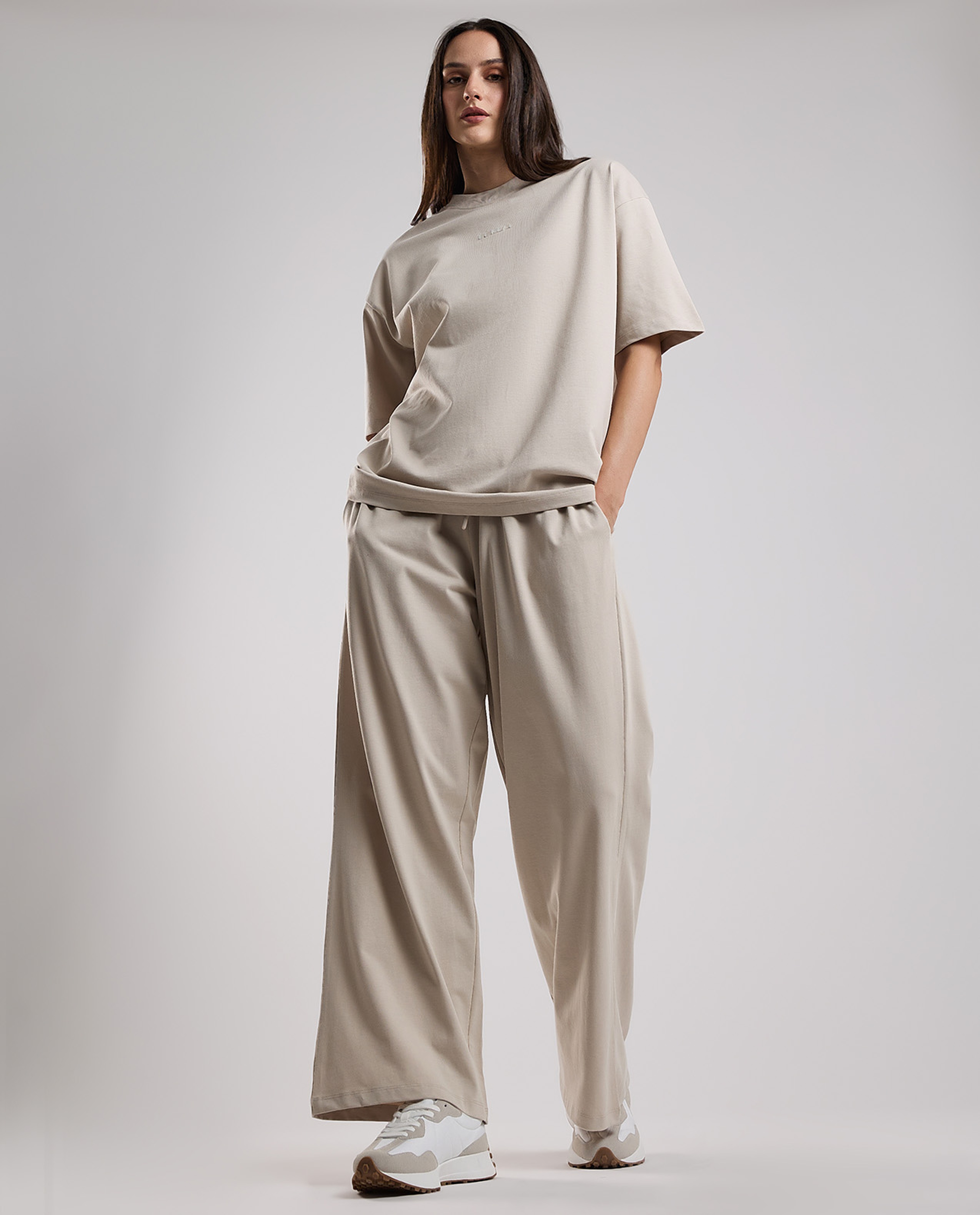 Solid Wide Leg Pants with Drawstring Waist