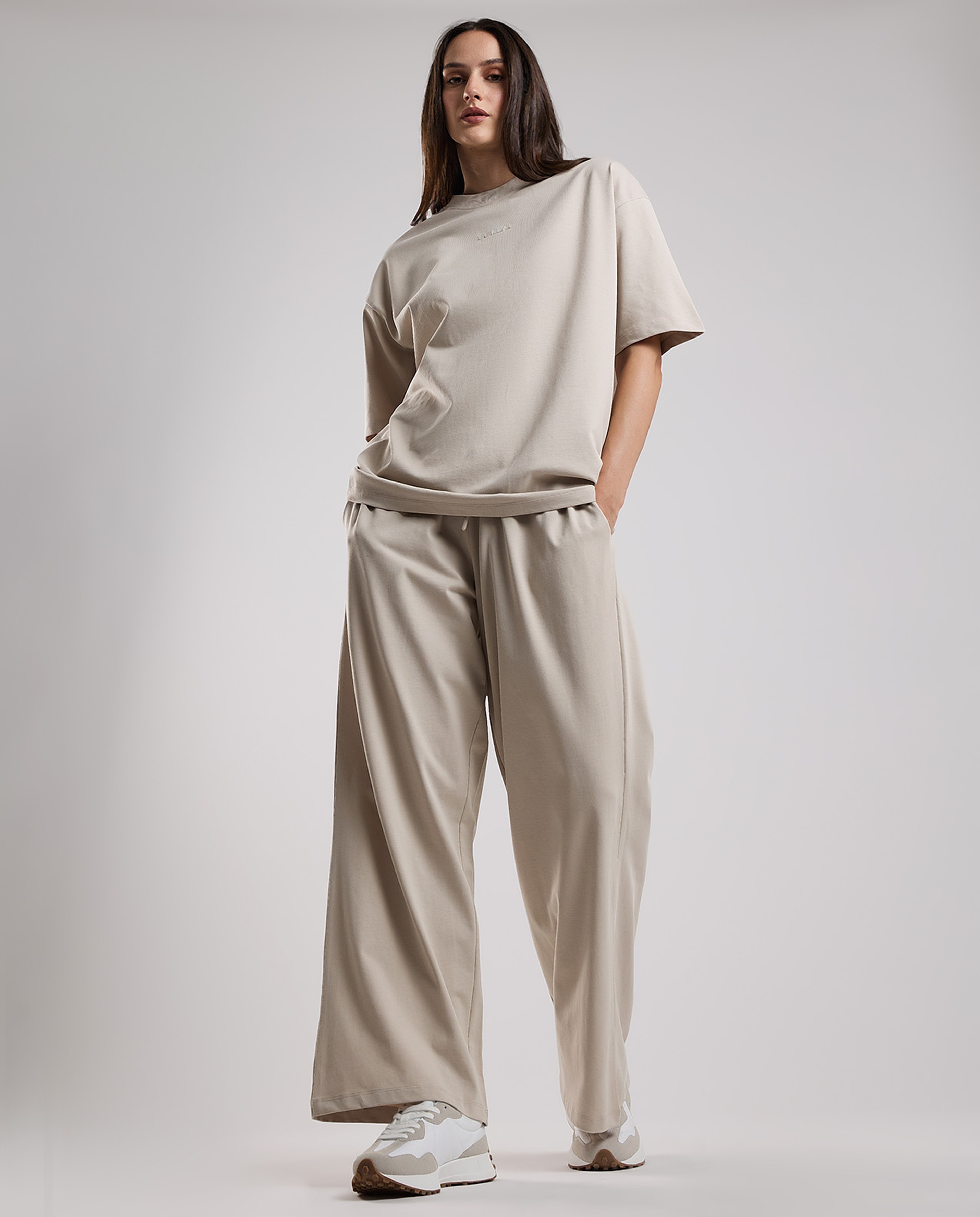 Solid Wide Leg Pants with Drawstring Waist