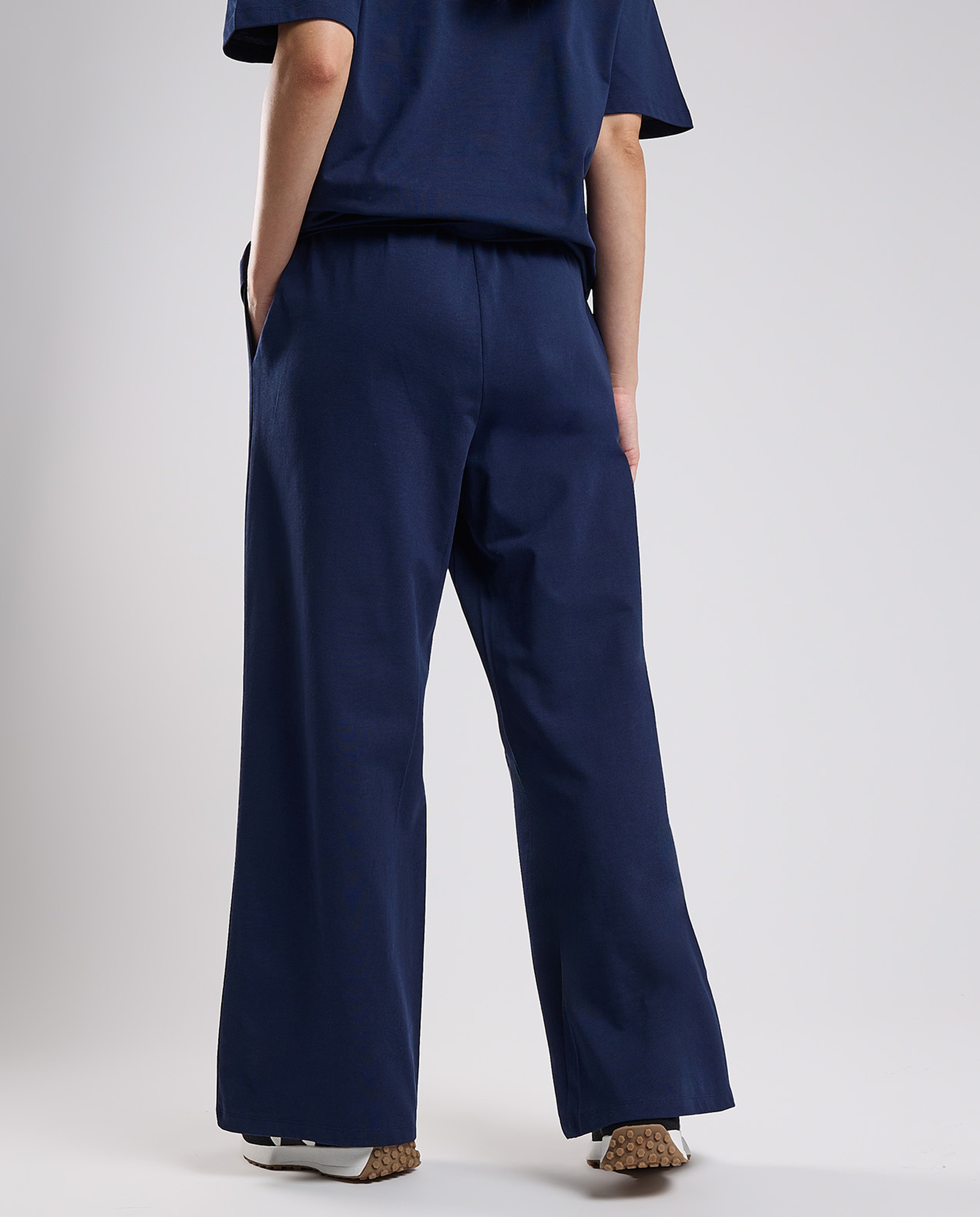 Solid Wide Leg Pants with Drawstring Waist