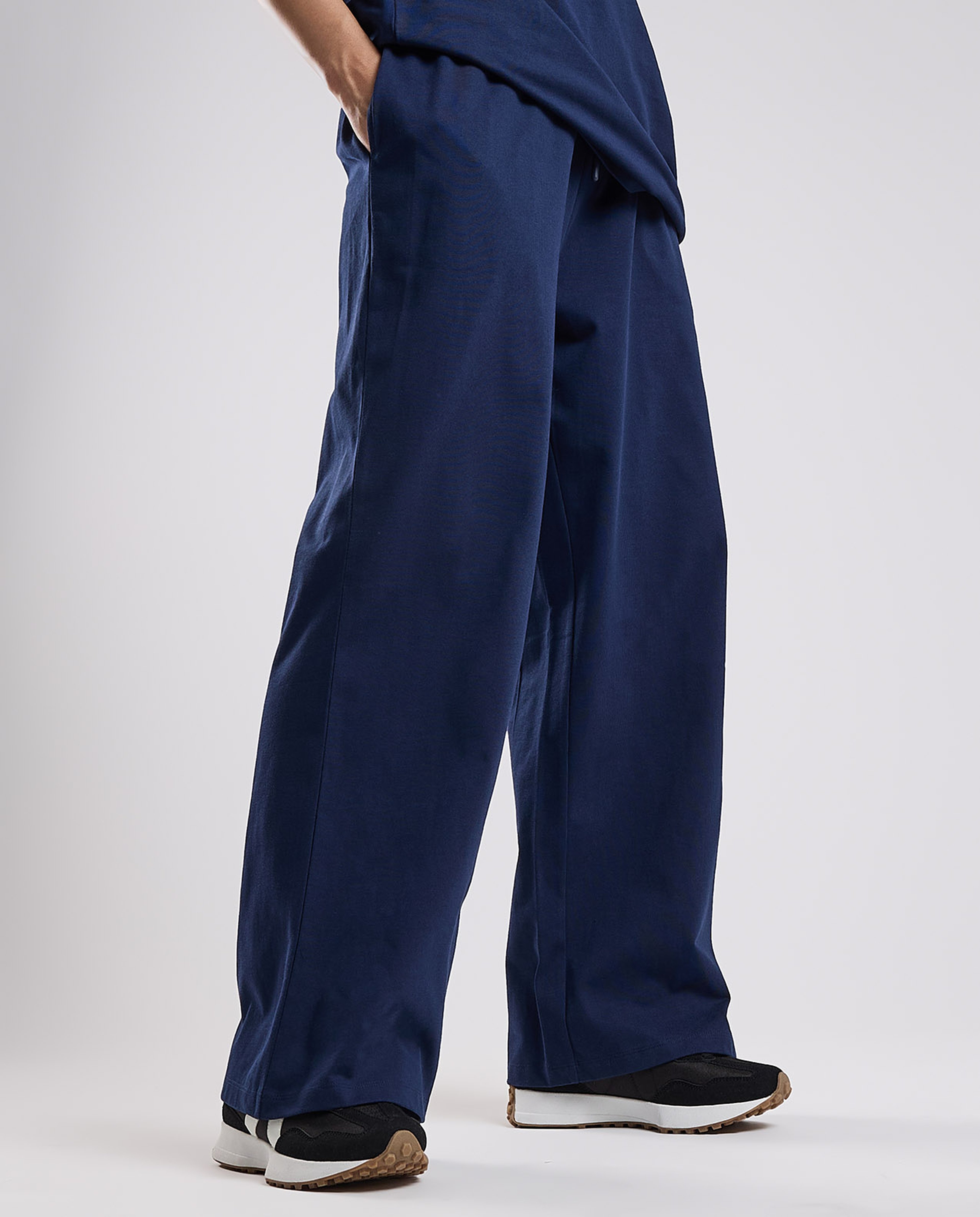 Solid Wide Leg Pants with Drawstring Waist