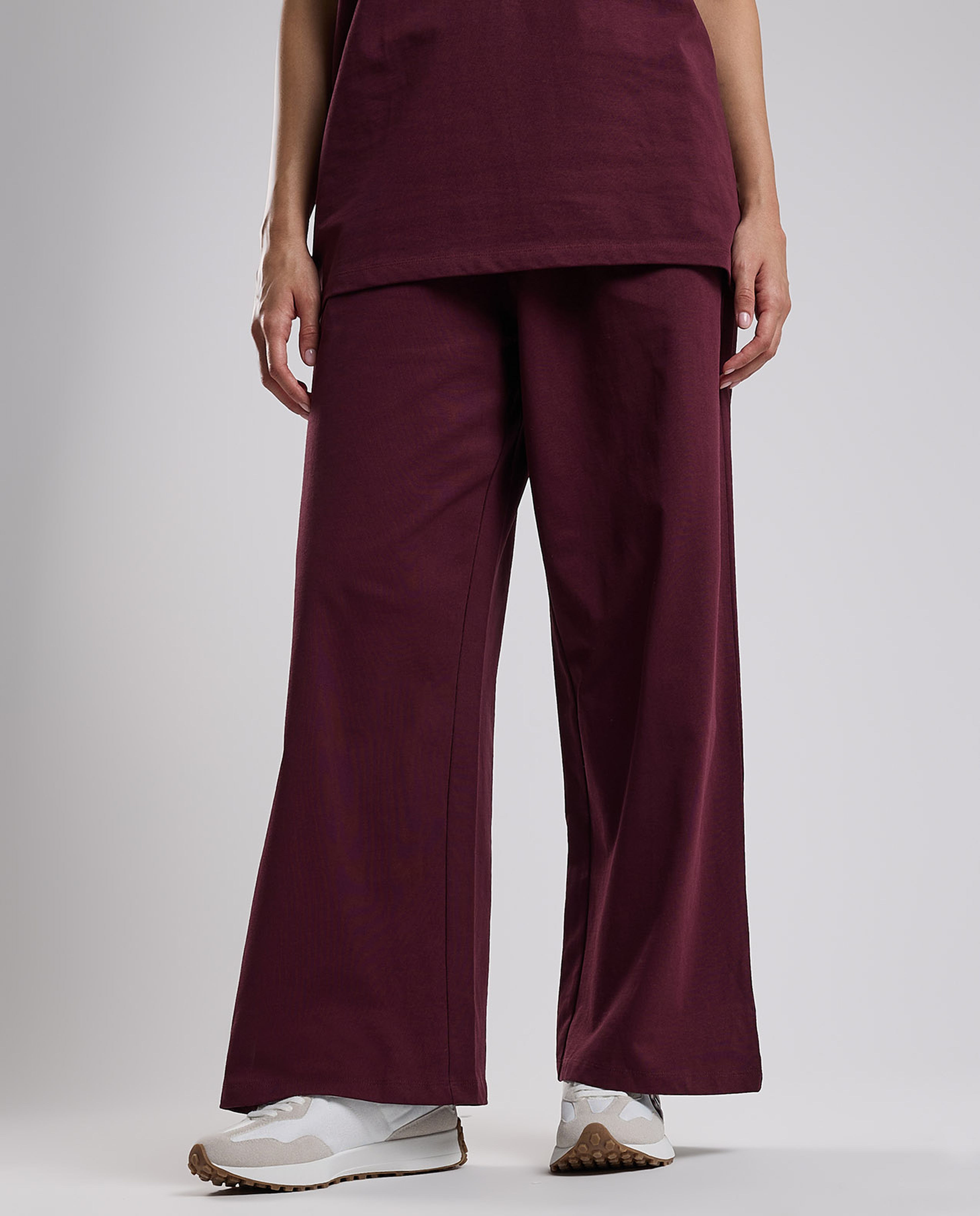 Solid Wide Leg Pants with Drawstring Waist