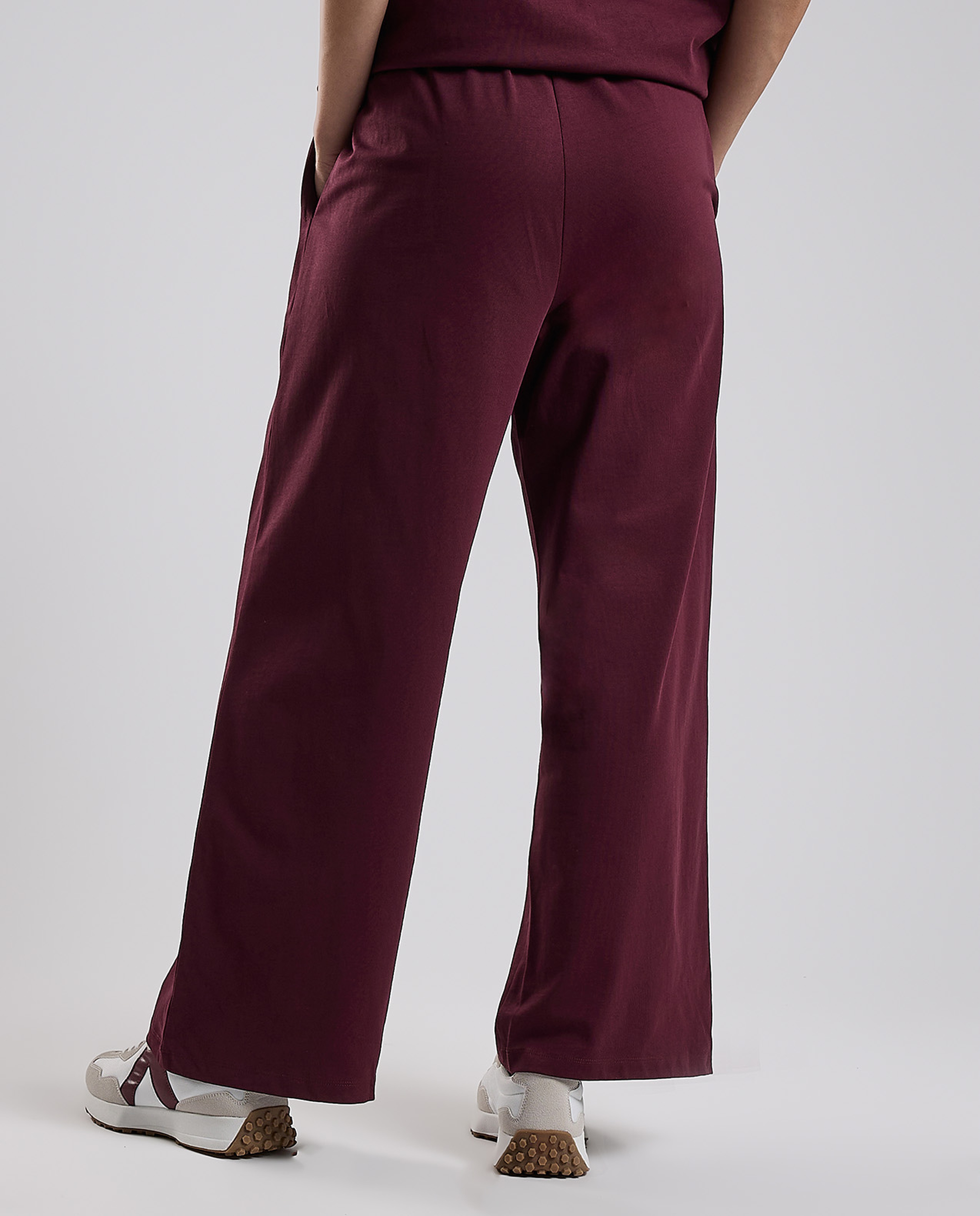 Solid Wide Leg Pants with Drawstring Waist