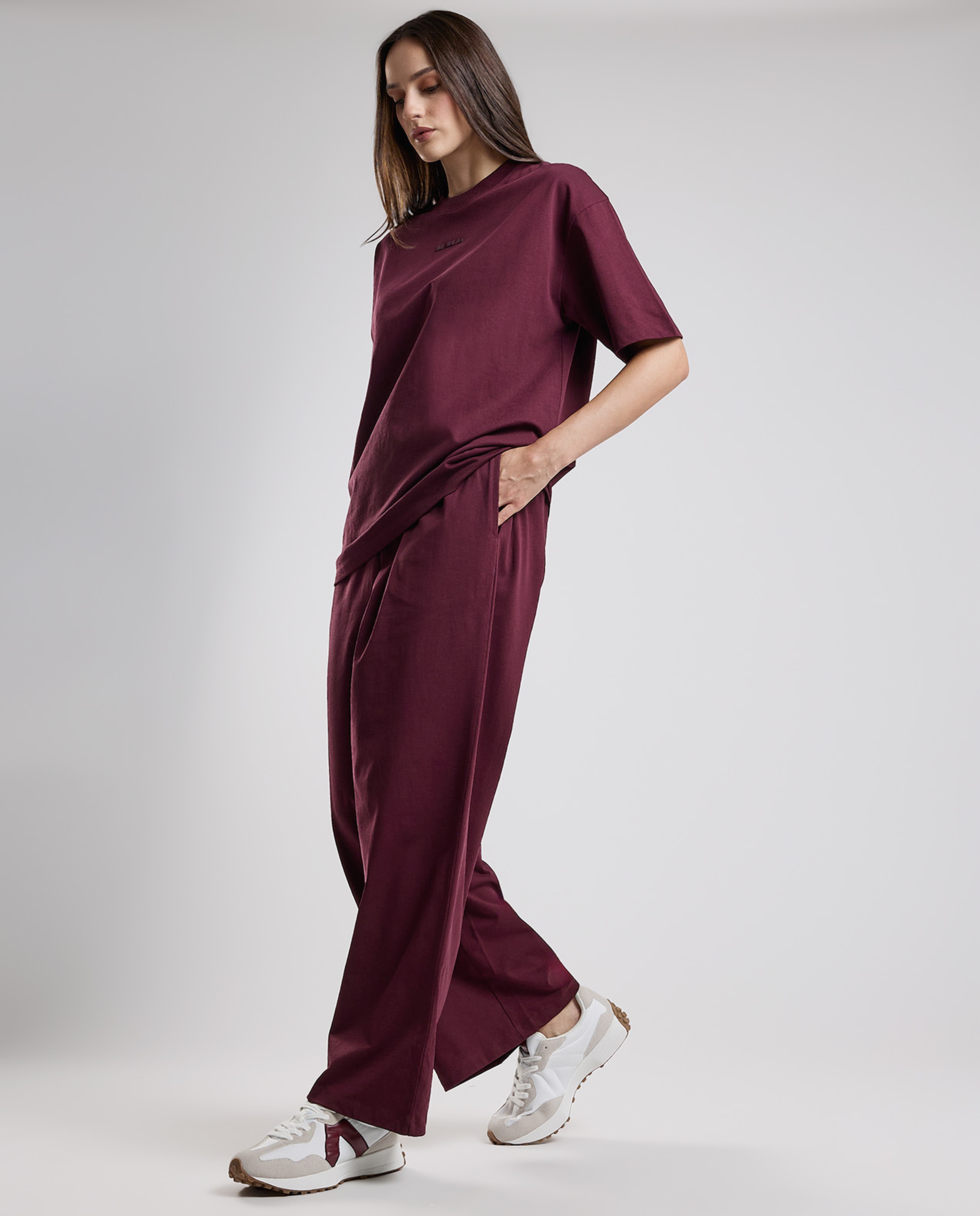 Solid Wide Leg Pants with Drawstring Waist