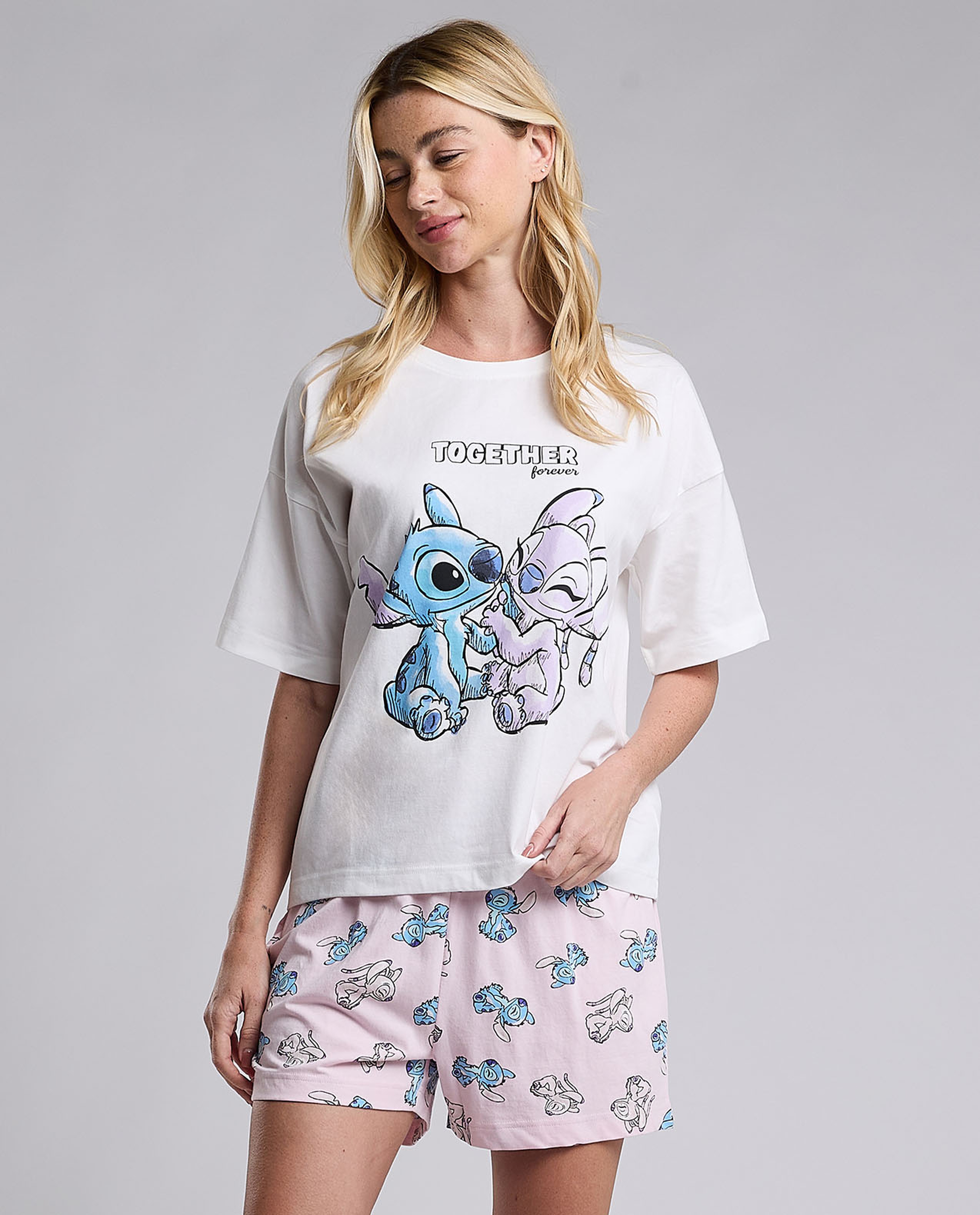 Stitch Print Shorty Pyjama Set