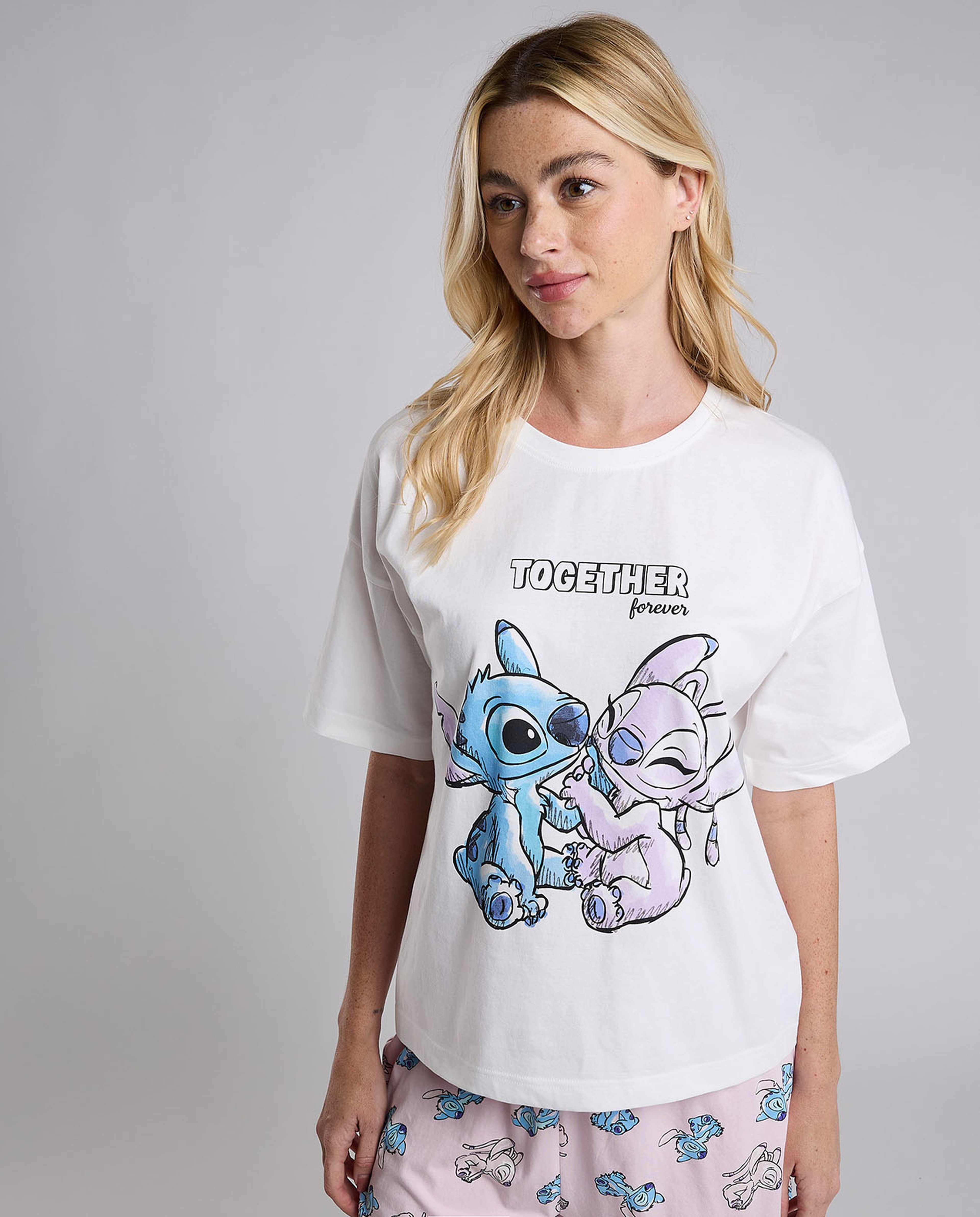 Stitch Print Shorty Pyjama Set