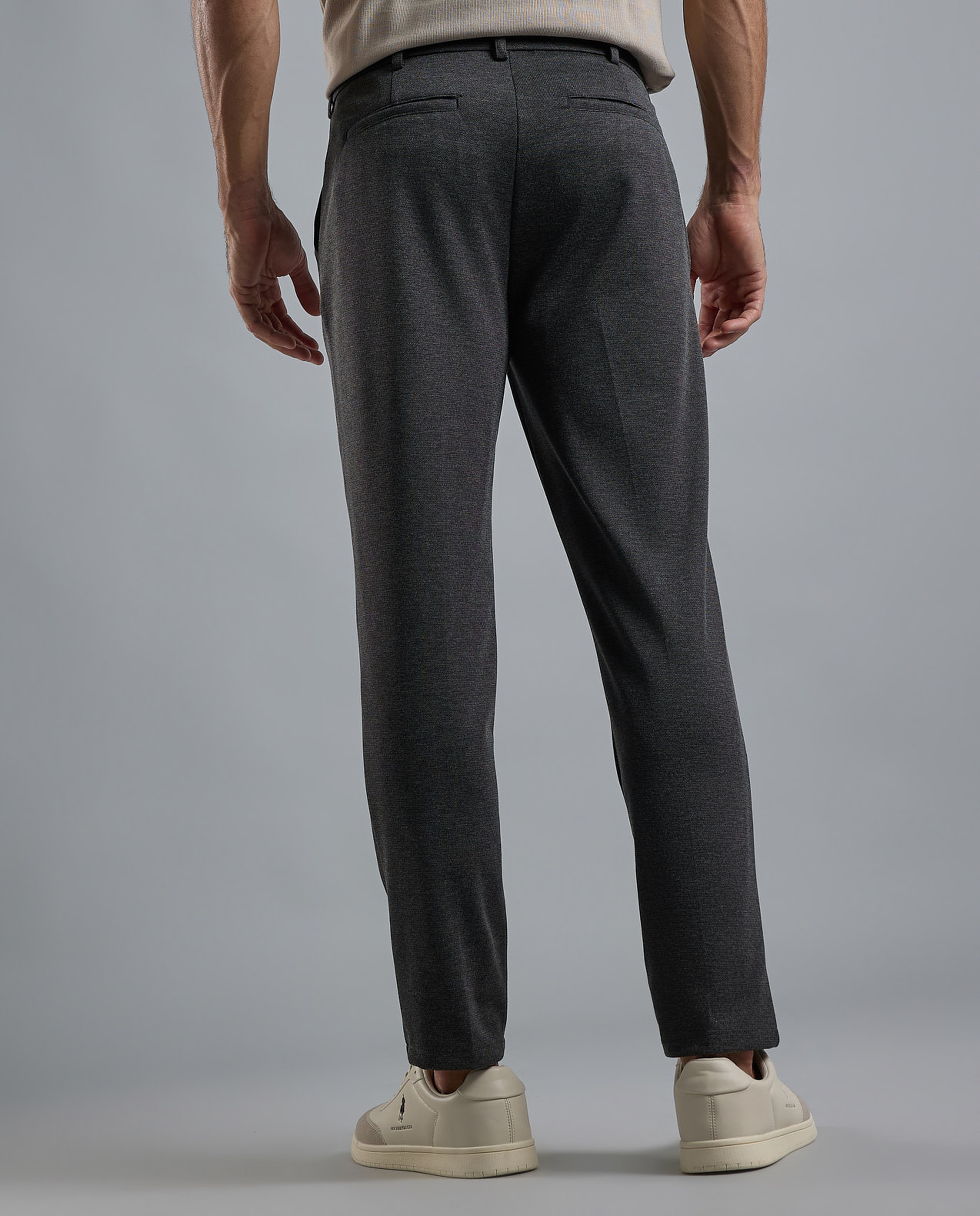 Textured Knit Pants with Button Closure