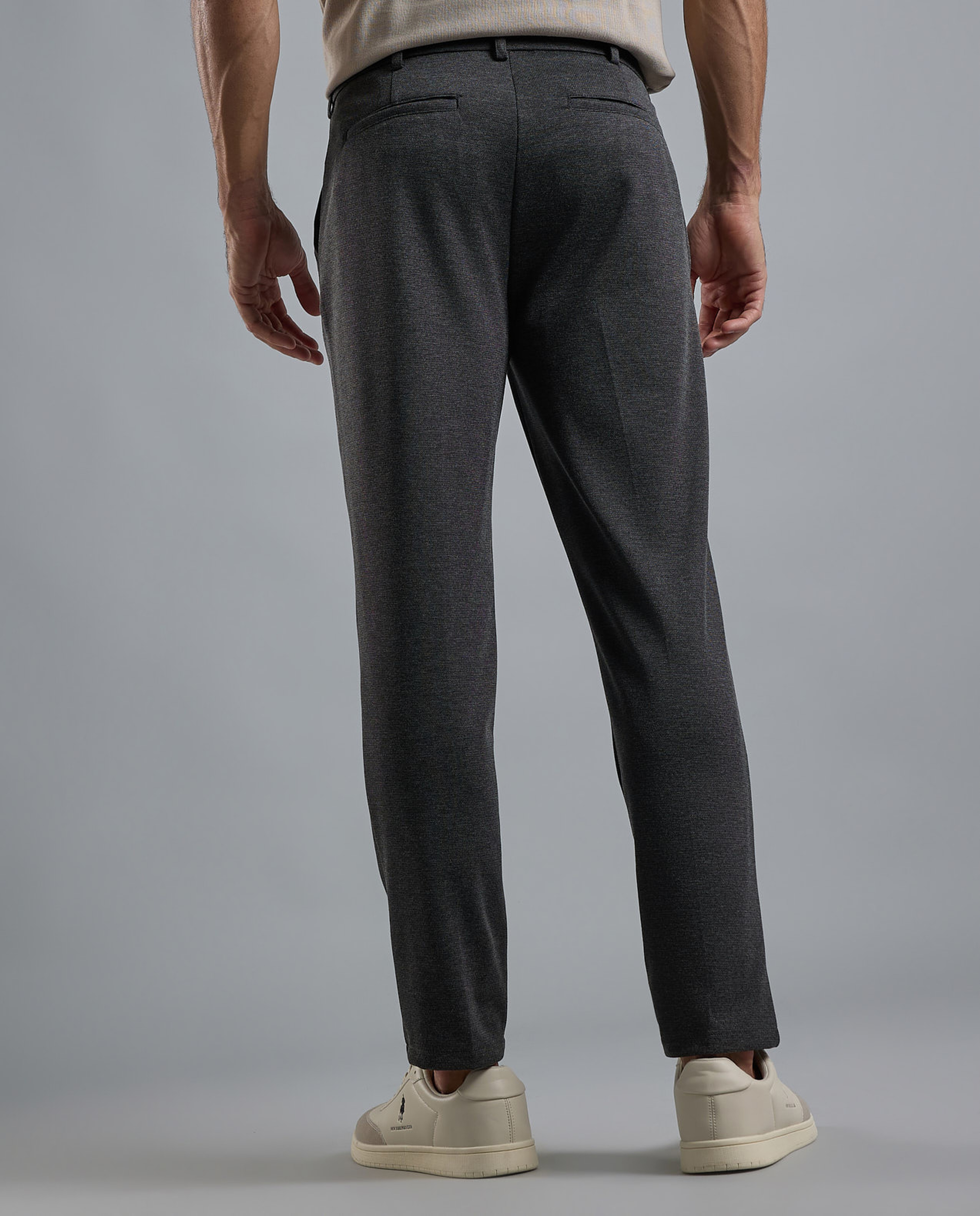 Textured Knit Pants with Button Closure