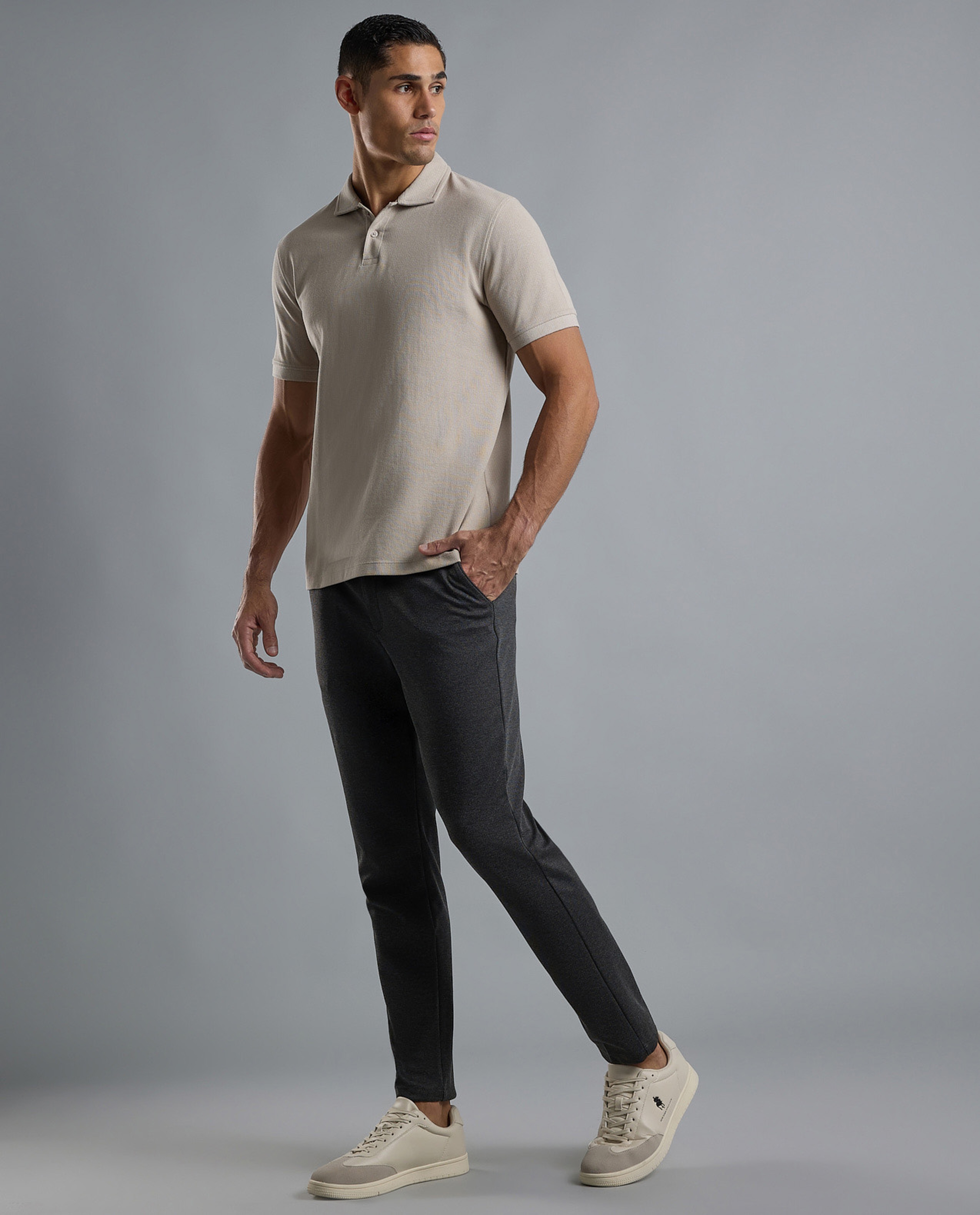 Textured Knit Pants with Button Closure