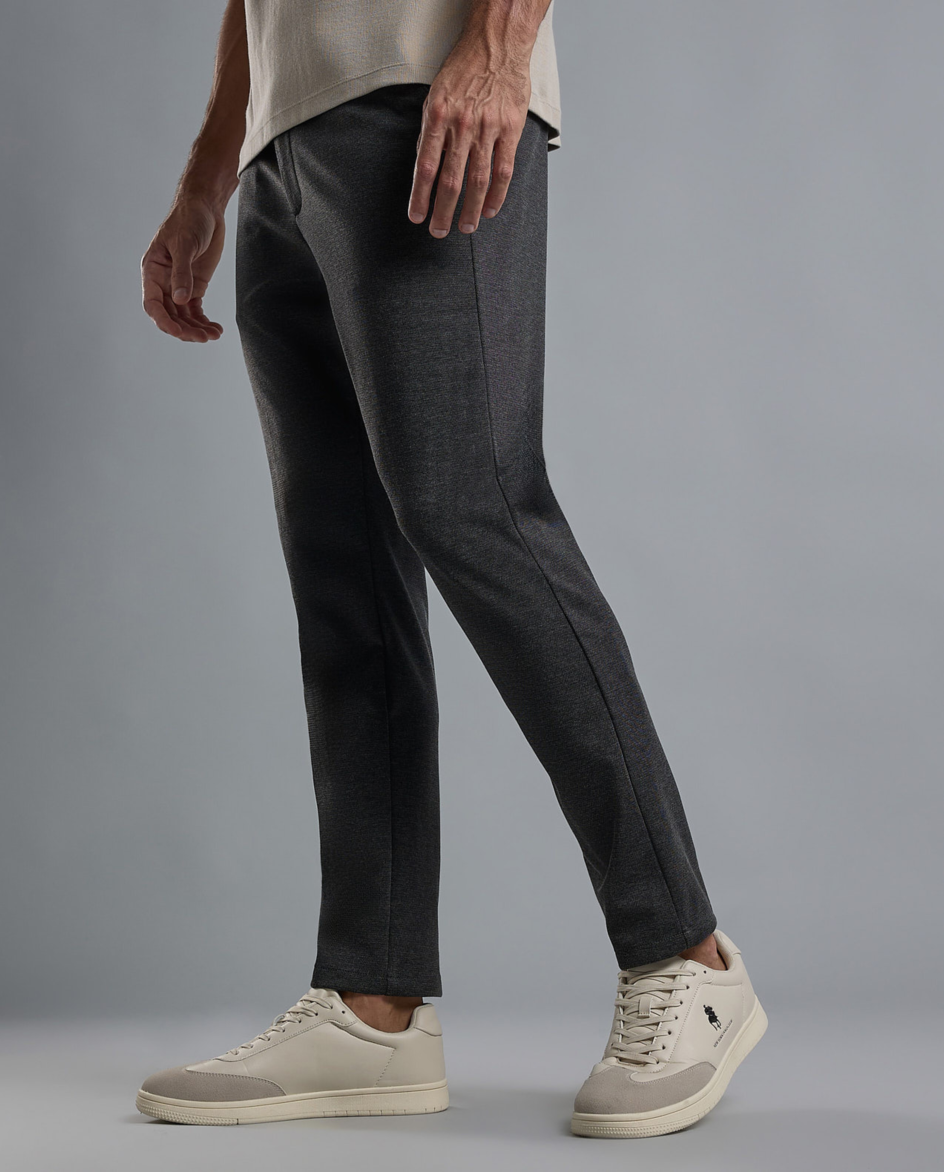 Textured Knit Pants with Button Closure