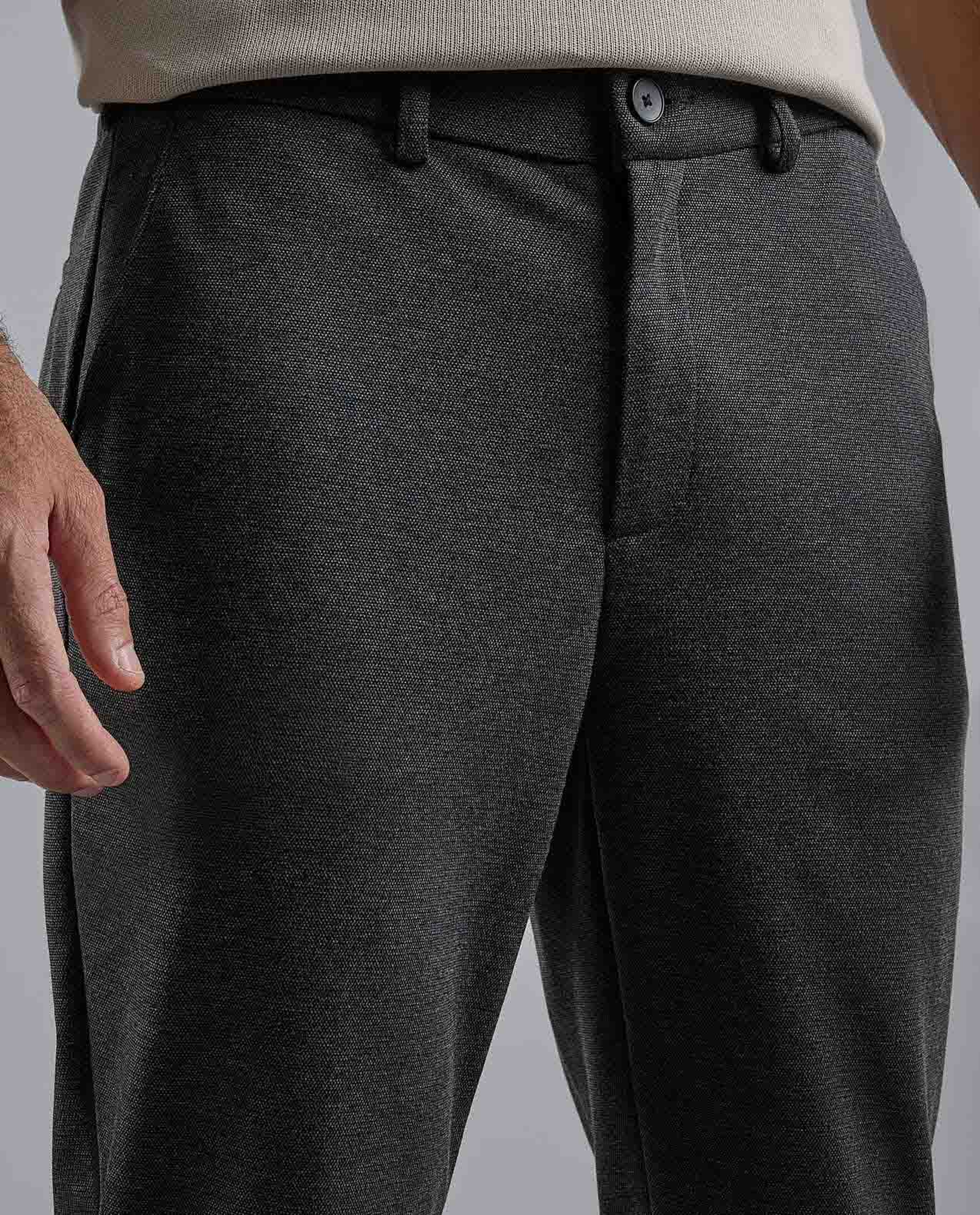 Textured Knit Pants with Button Closure