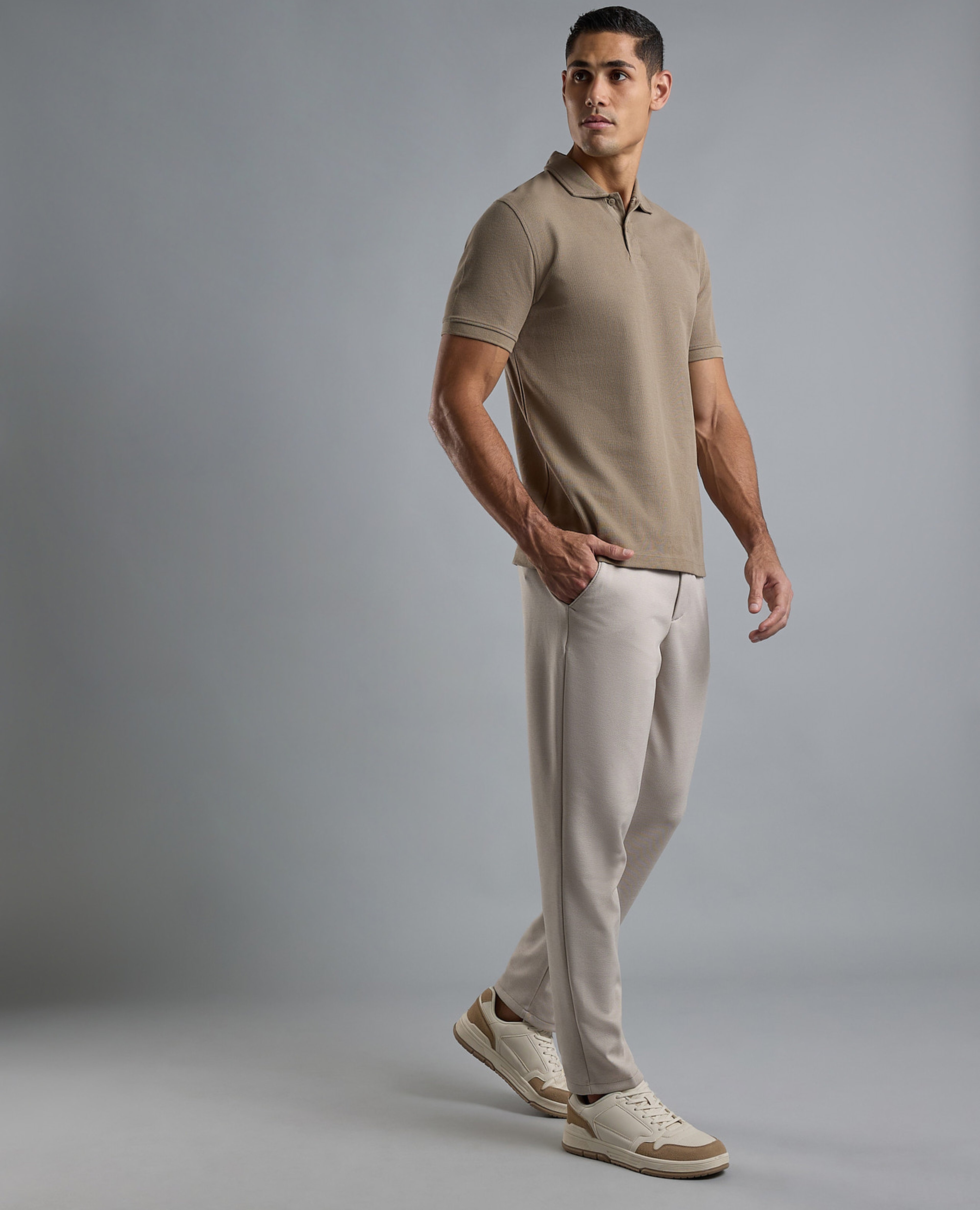 Textured Knit Pants with Button Closure