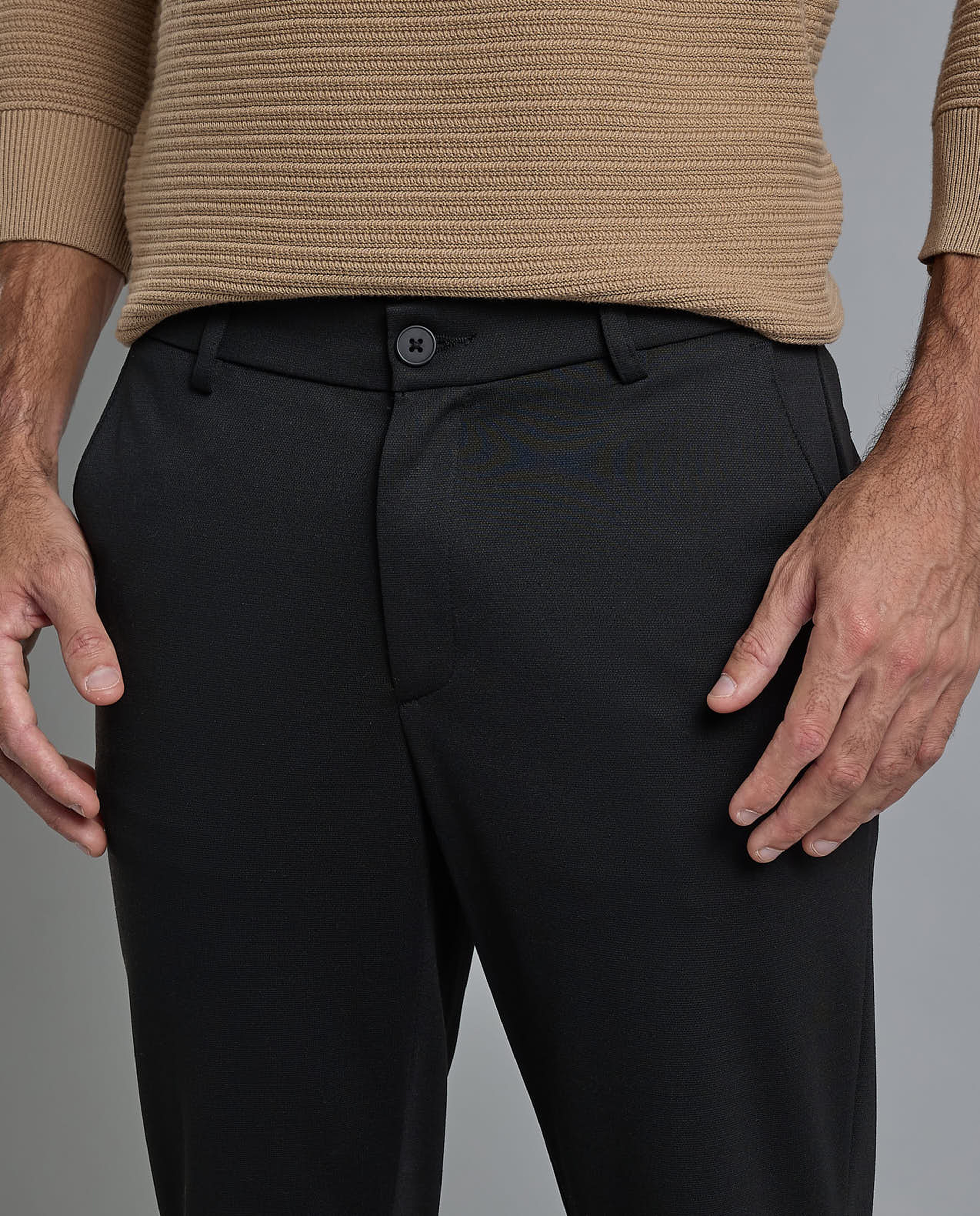 Textured Knit Pants with Button Closure