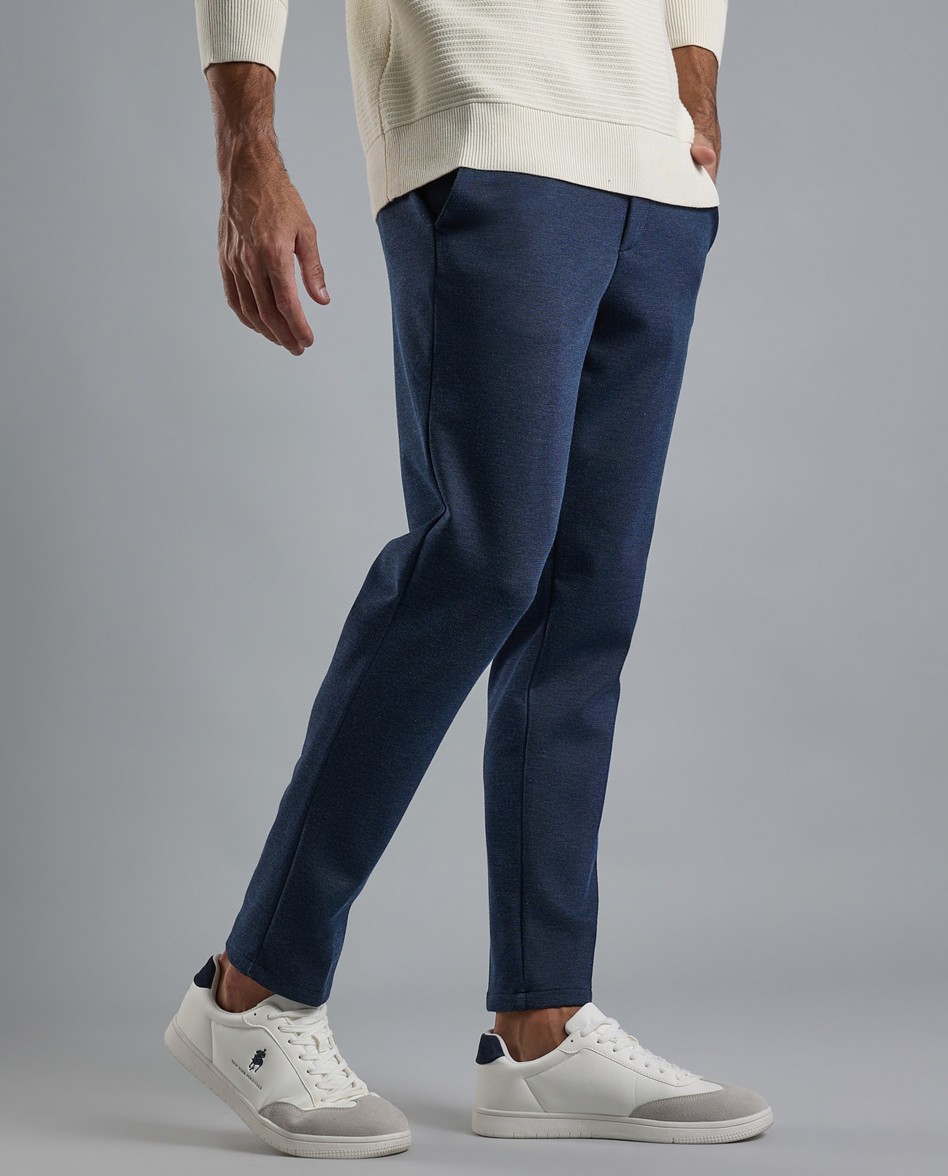 Textured Knit Pants with Button Closure