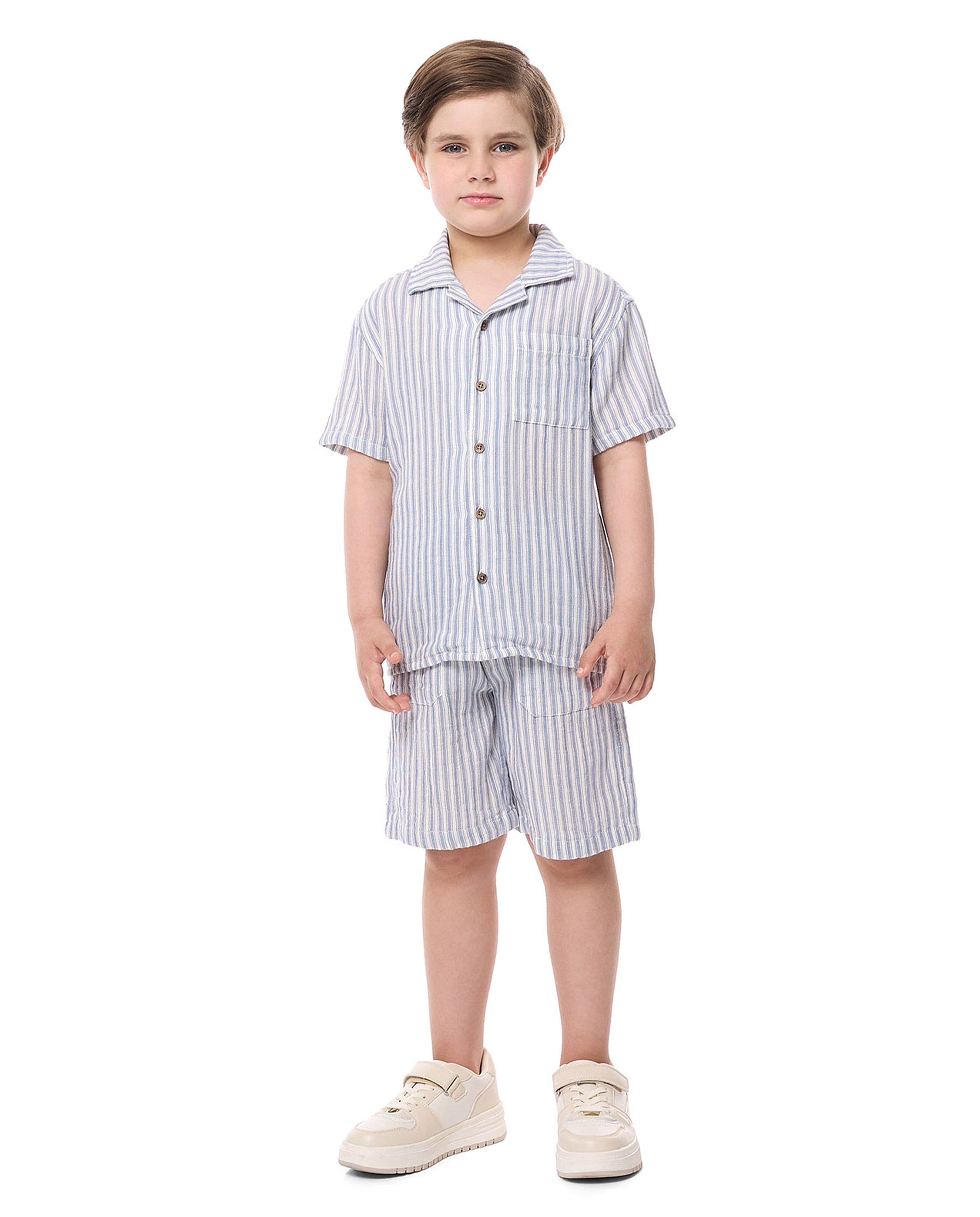 Striped Shirt and Shorts Set
