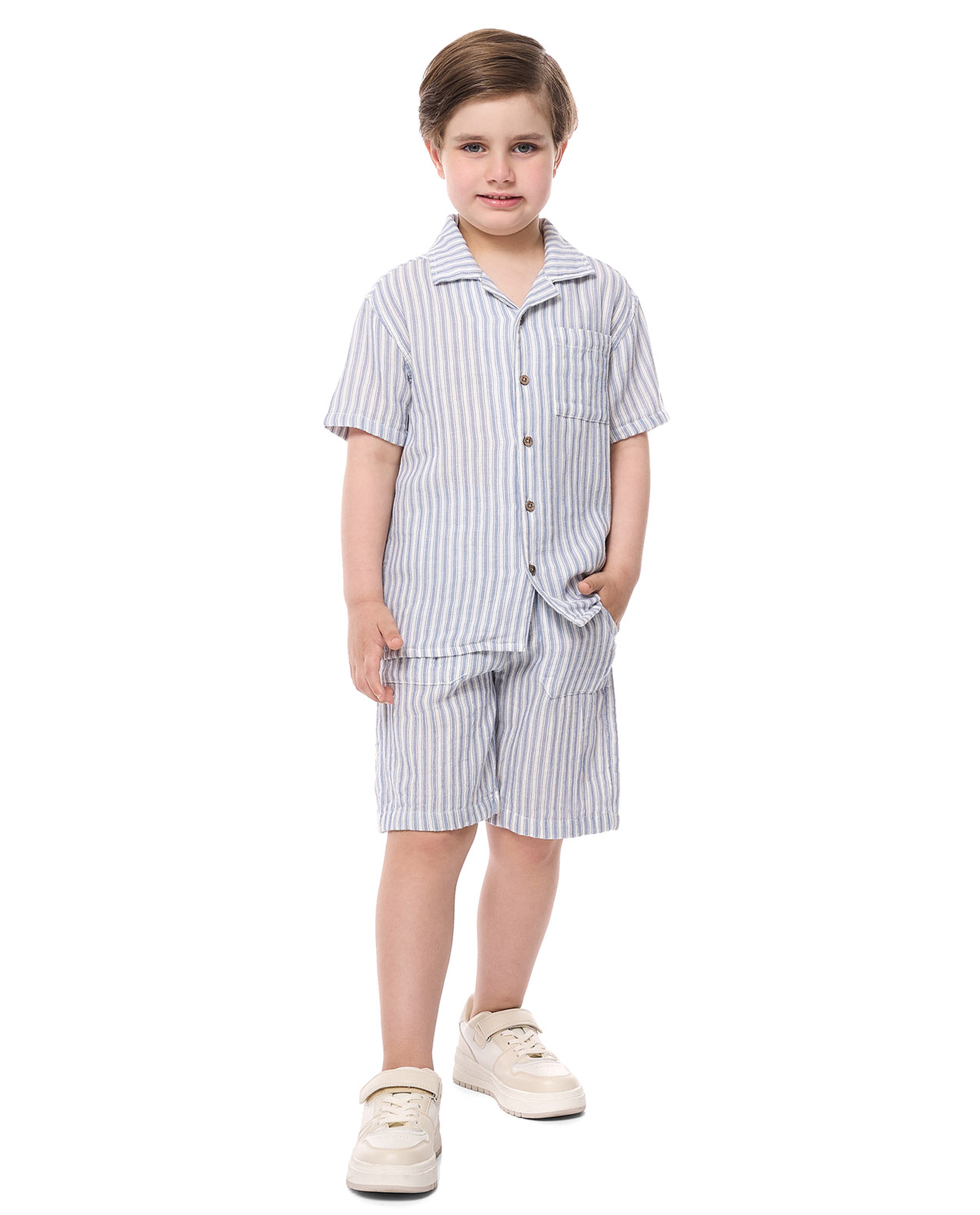 Striped Shirt and Shorts Set