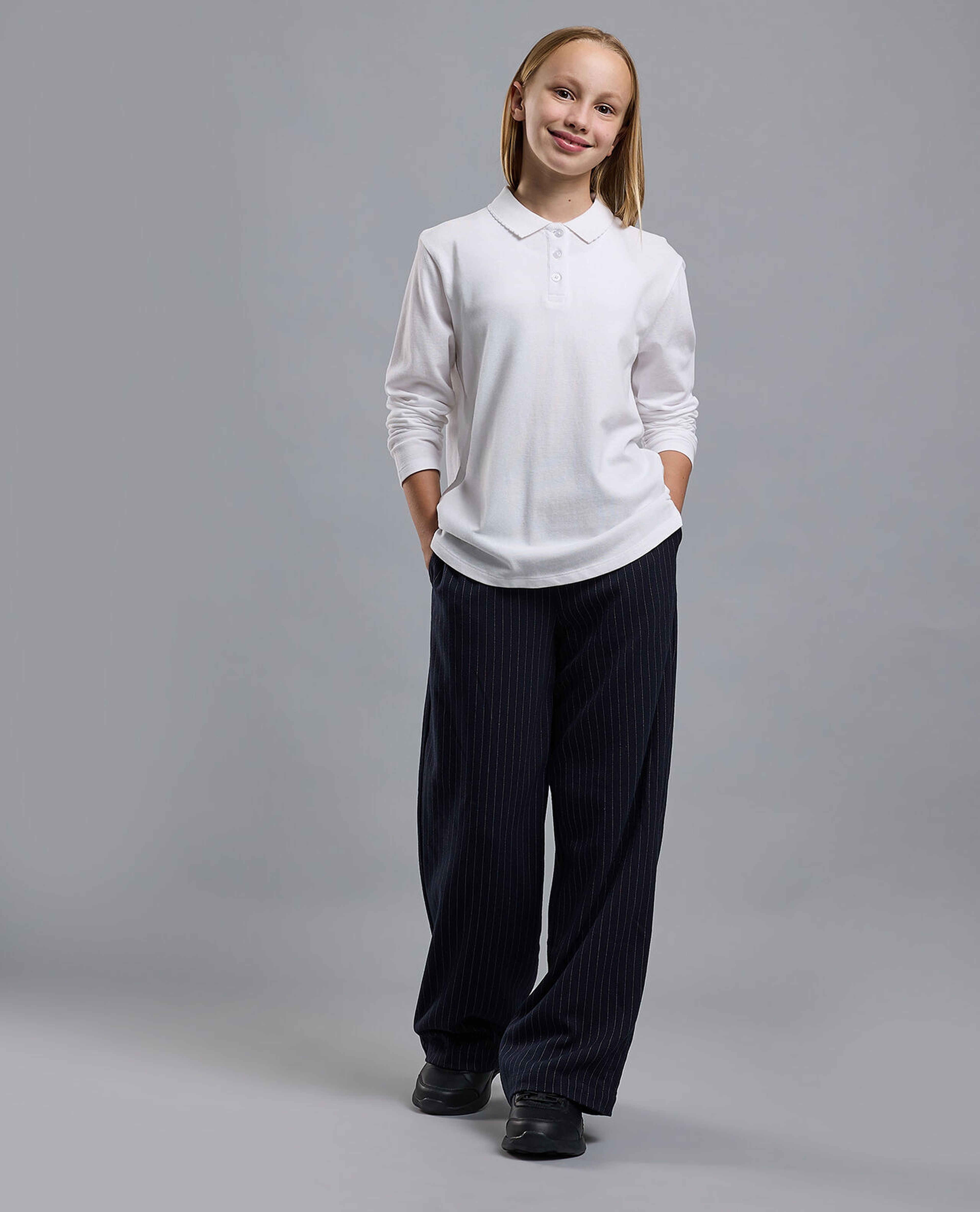 2 Pack Solid Polo T-Shirts with Long Sleeves