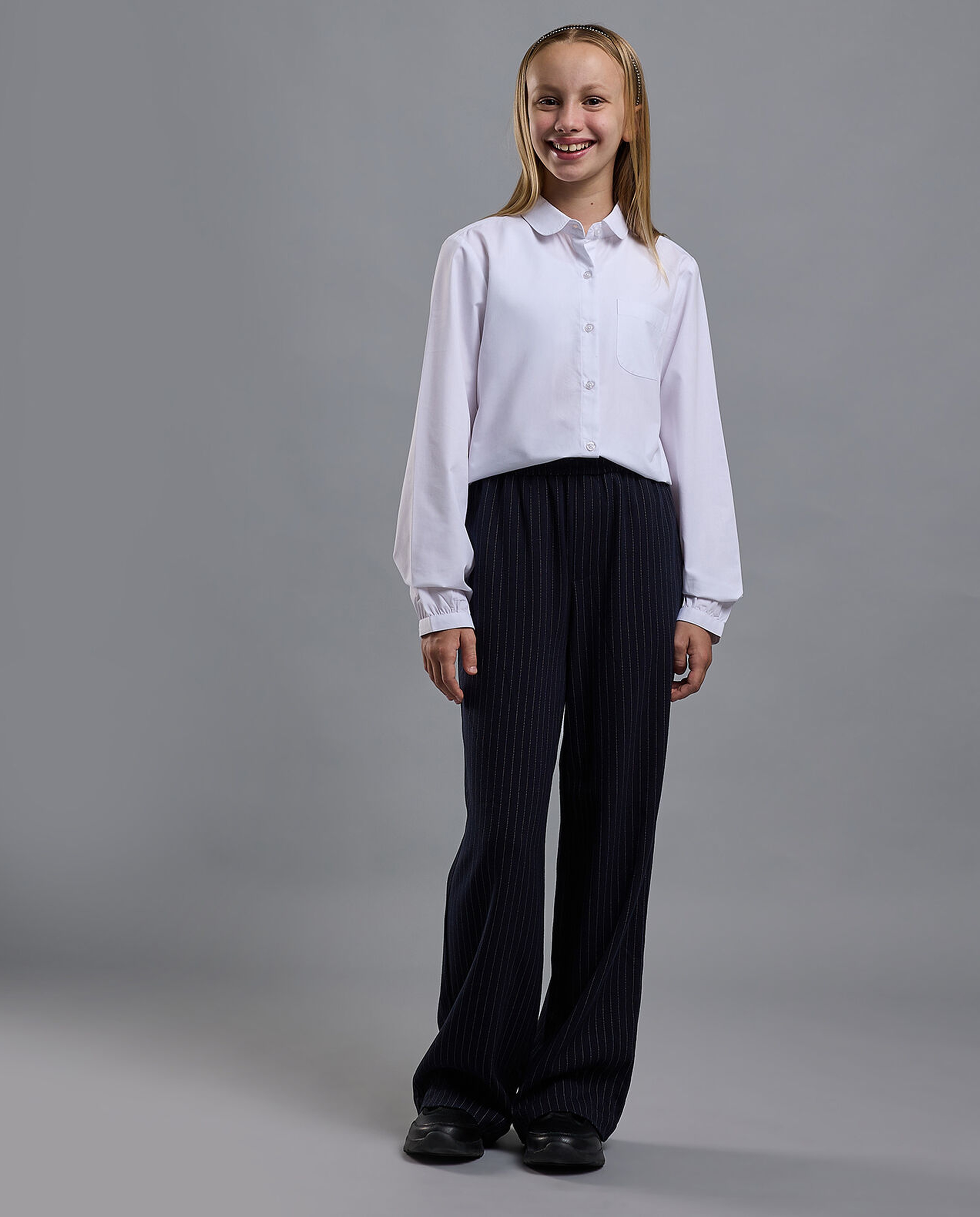 Solid Shirt with Classic Collar and Long Sleeves