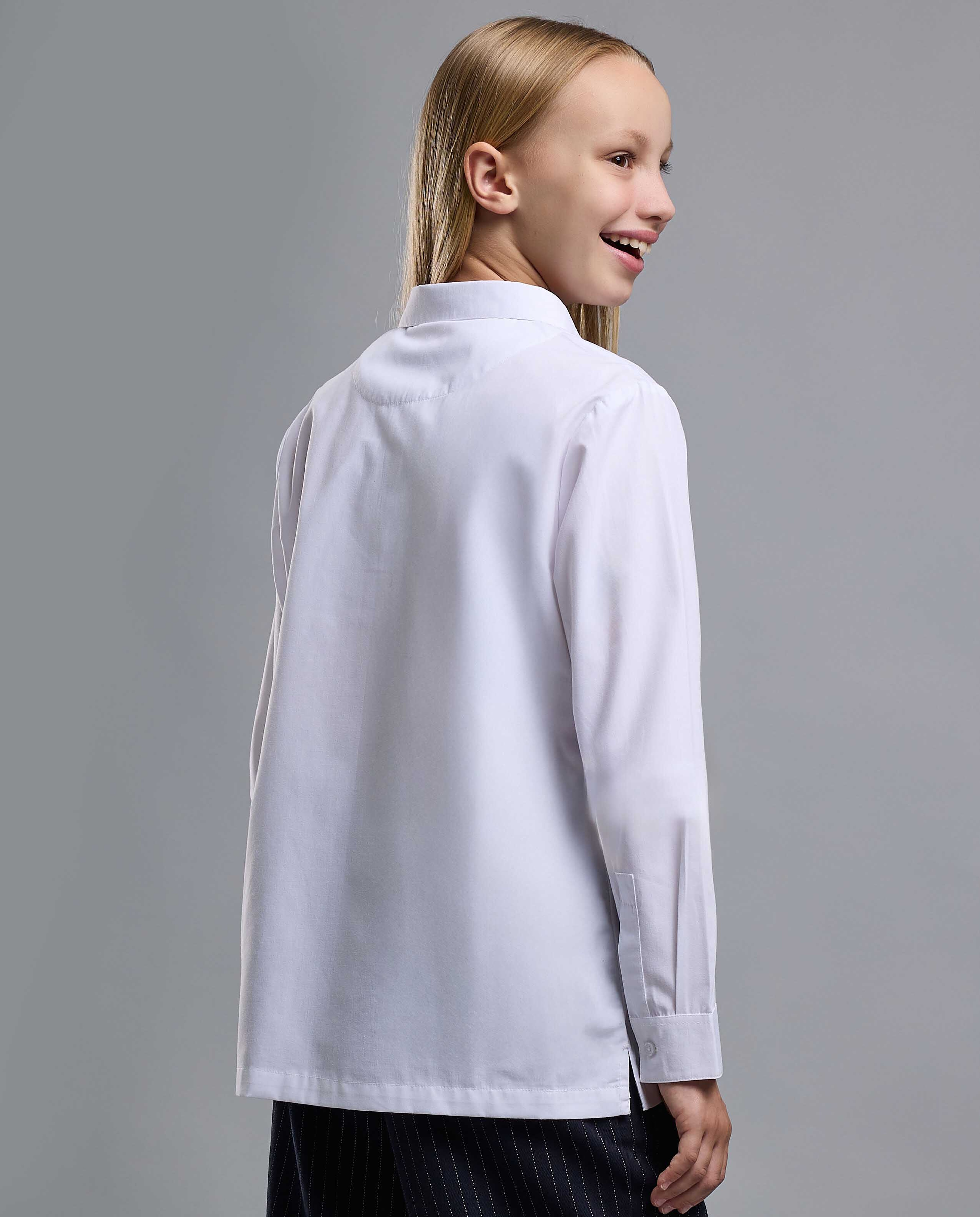 Solid Shirt with Classic Collar and Long Sleeves