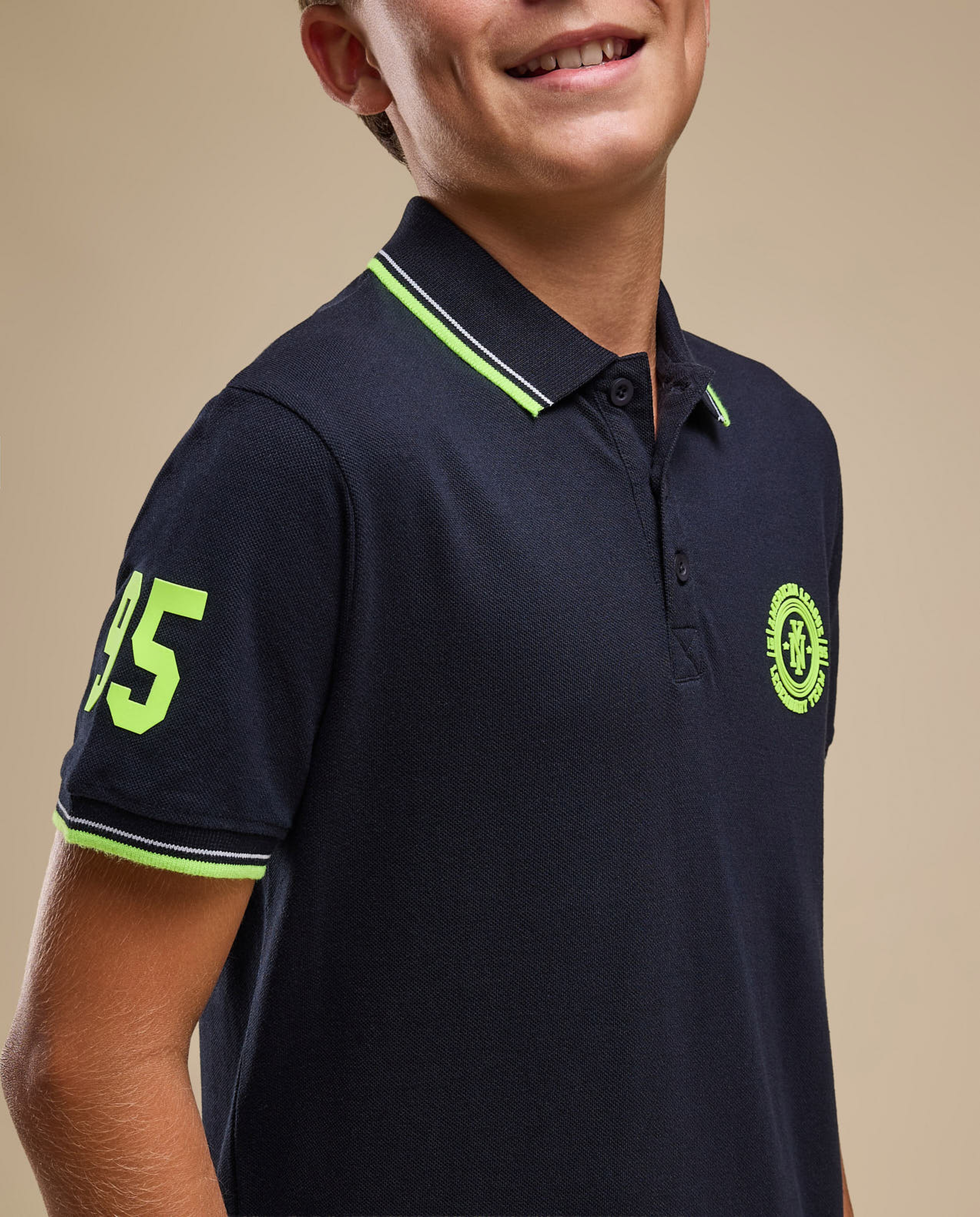 Print Detail Polo T-Shirt with Short Sleeves