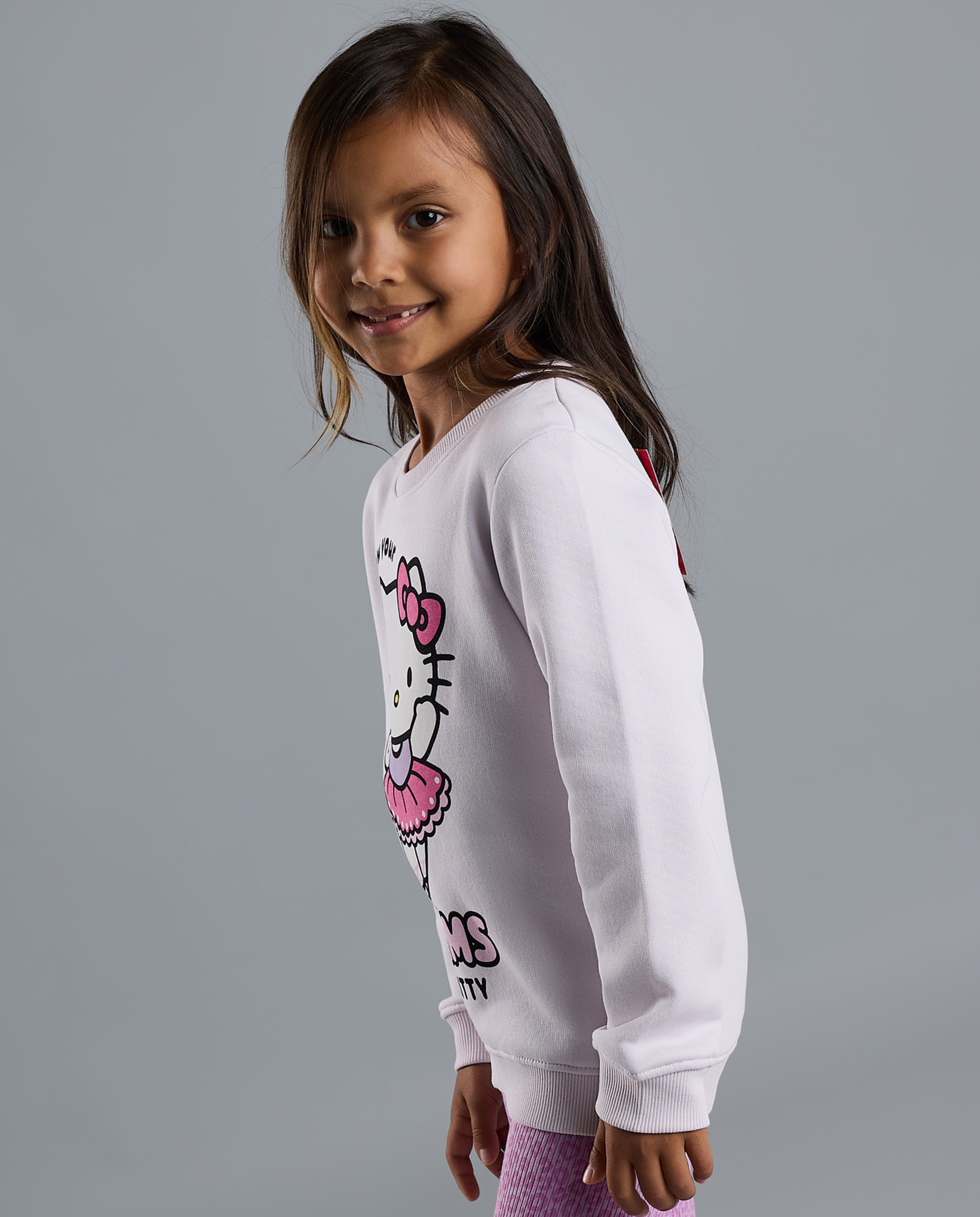 Hello Kitty Sweatshirt with Crew Neck and Long Sleeves