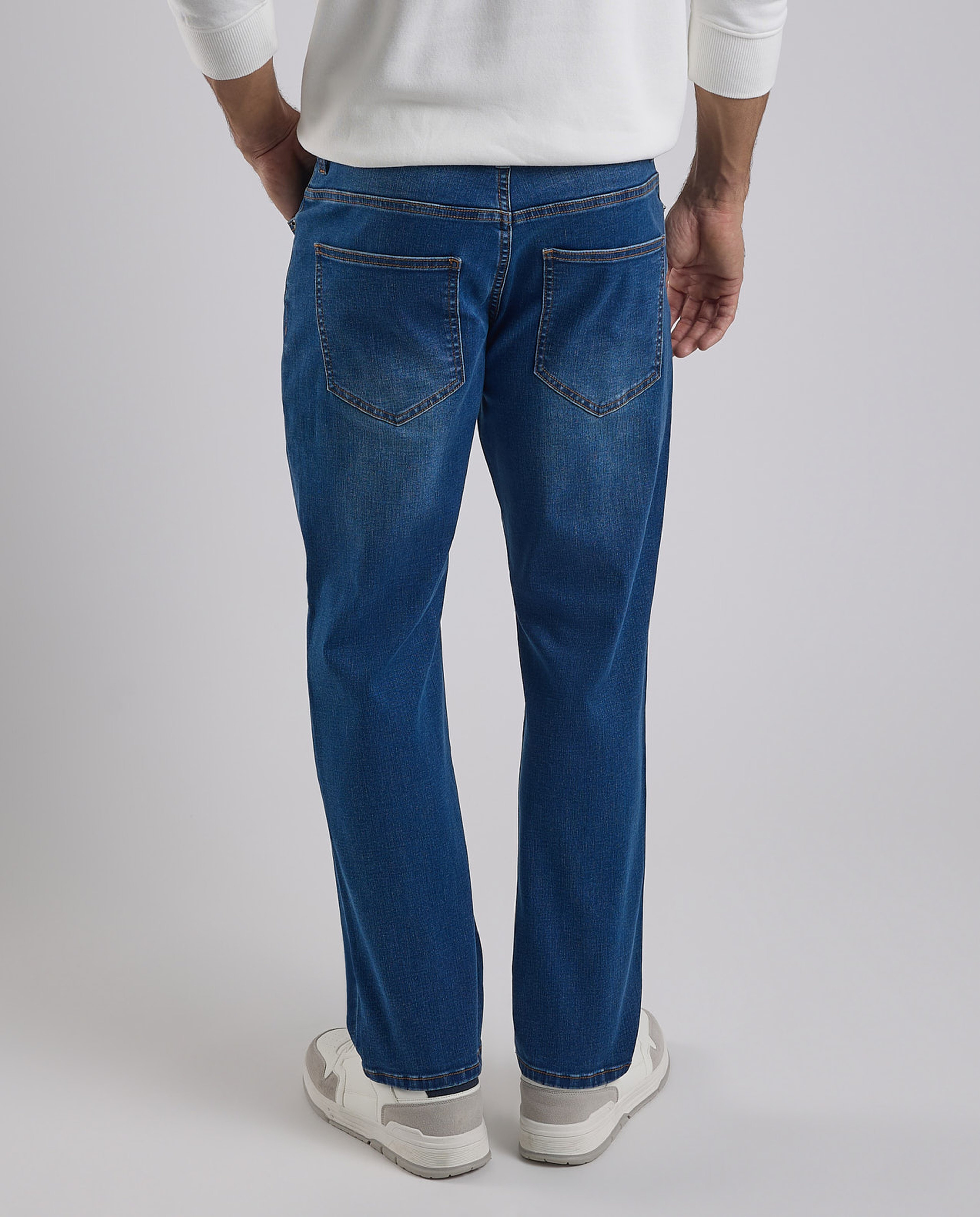Faded Regular Fit Jeans with Button Closure